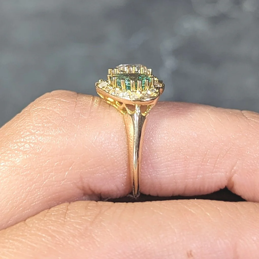 1.63 CTW Emerald Diamond 18 Karat Yellow Gold Toi Et Moi Heart Ring - Image 13