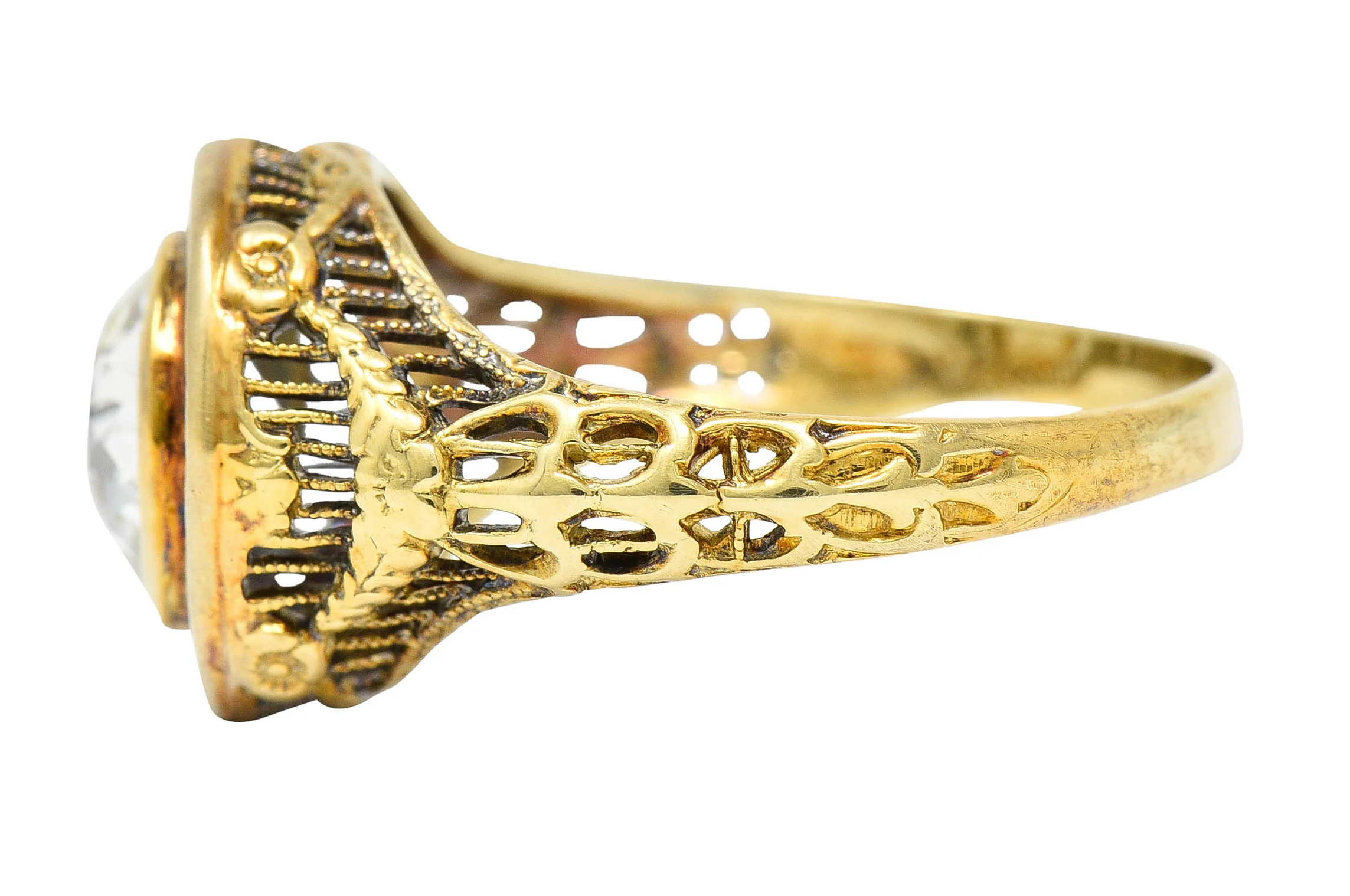 1890's Victorian 1.61 CTW Diamond 14 Karat Gold Lattice Engagement Ring GIA - Image 6