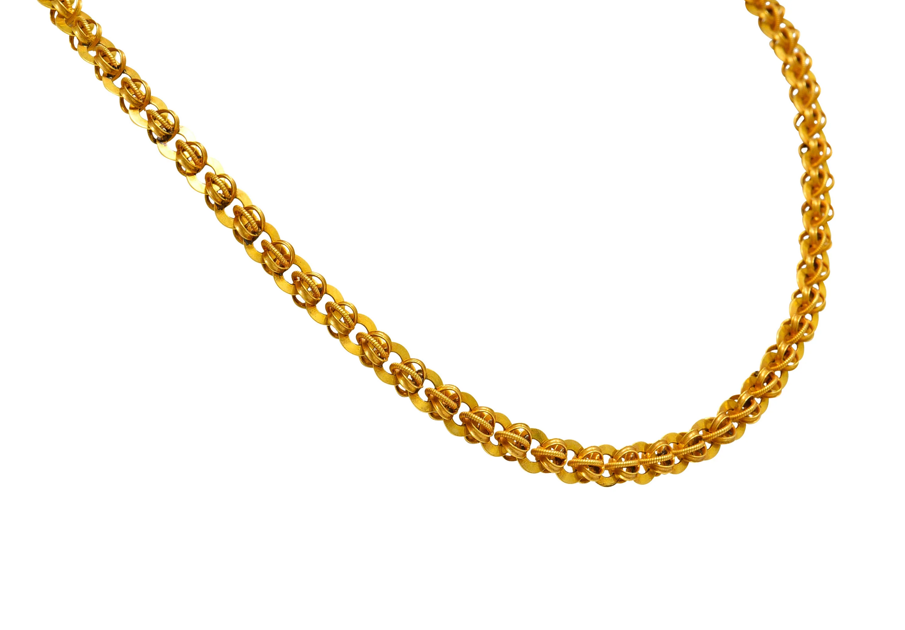 1890's Victorian 14 Karat Gold 19 Inch Circular Chain Link Necklace - Image 3