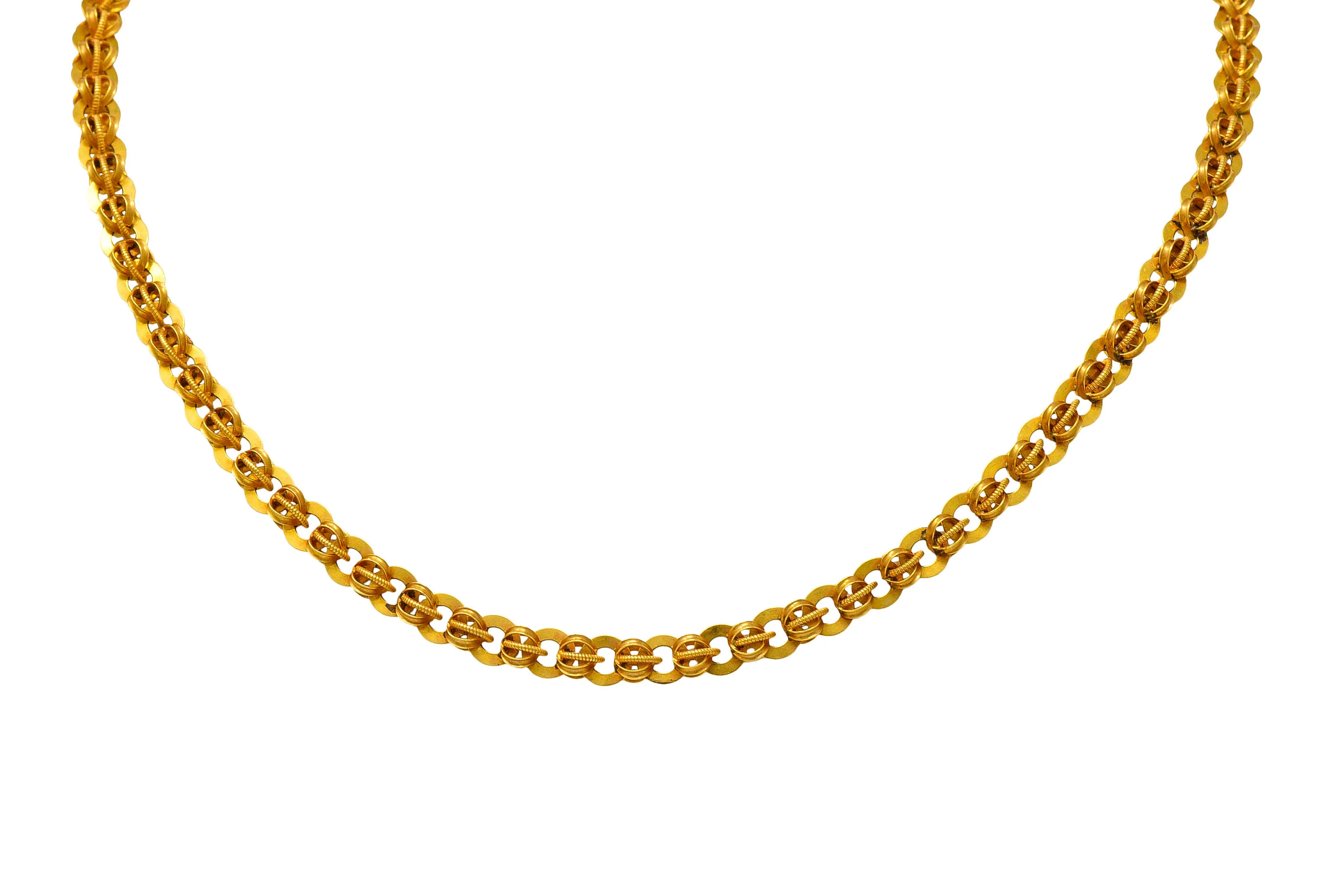 1890's Victorian 14 Karat Gold 19 Inch Circular Chain Link Necklace - Image 4