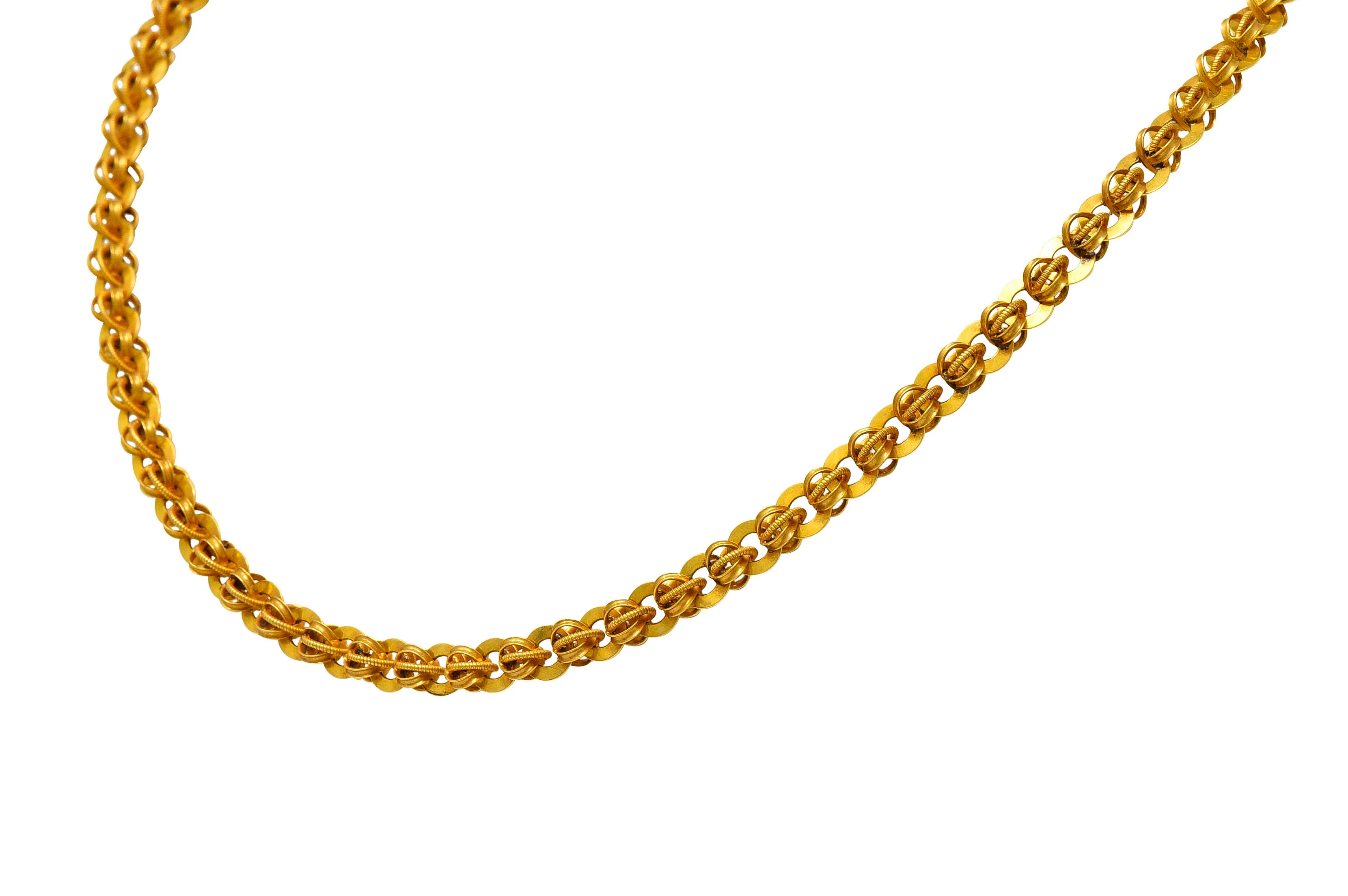 1890's Victorian 14 Karat Gold 19 Inch Circular Chain Link Necklace - Image 5