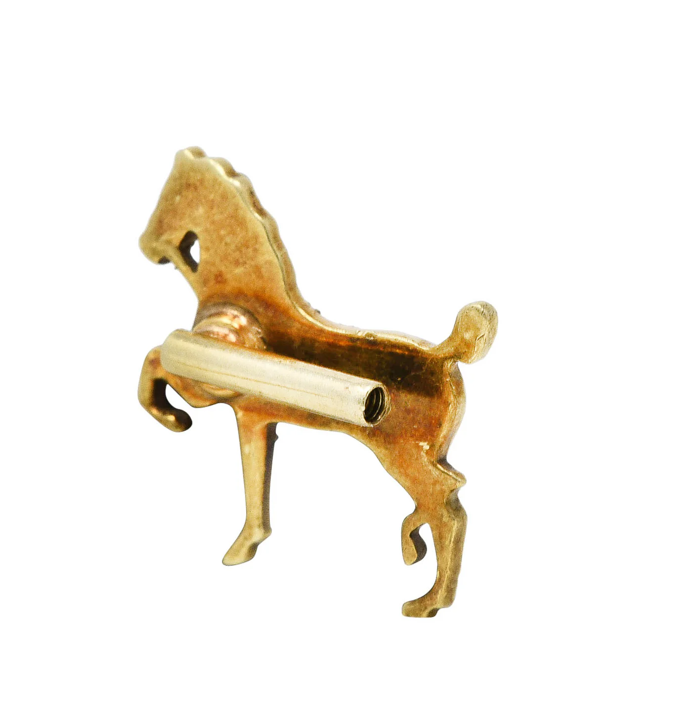 1890's Victorian Seed Pearl Enamel 18 Karat Gold Horse Jabot Brooch - Image 6