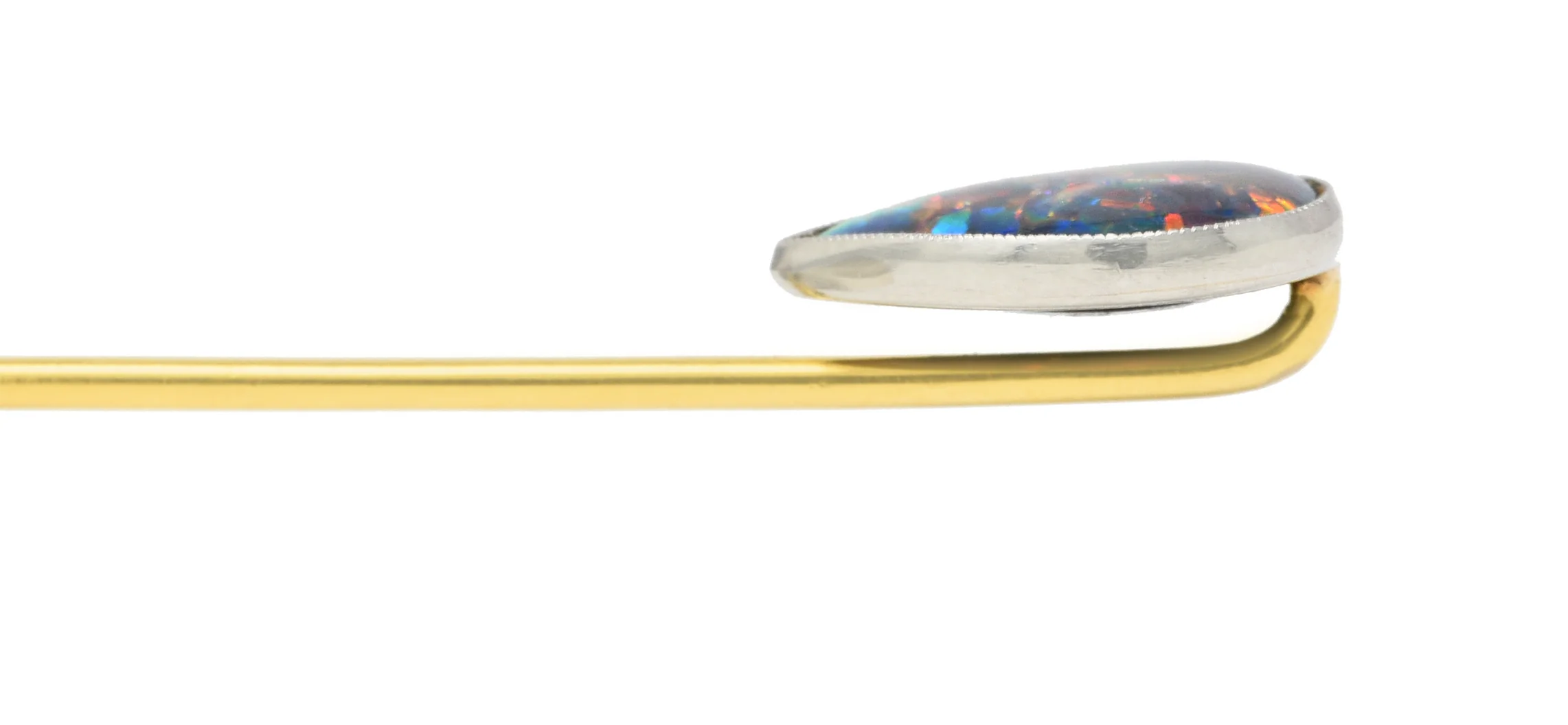 1910 Tiffany & Co. Edwardian Black Opal Cabochon Platinum 18 Karat Yellow Gold Antique Stickpin - Image 7