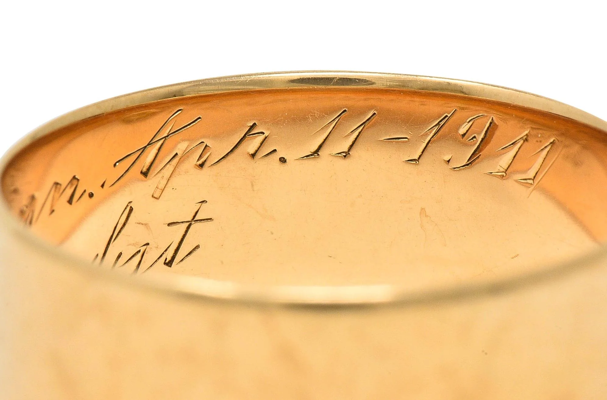 1911 Edwardian 14 Karat Yellow Gold Scottish Rite Antique Cigar Band Ring - Image 10