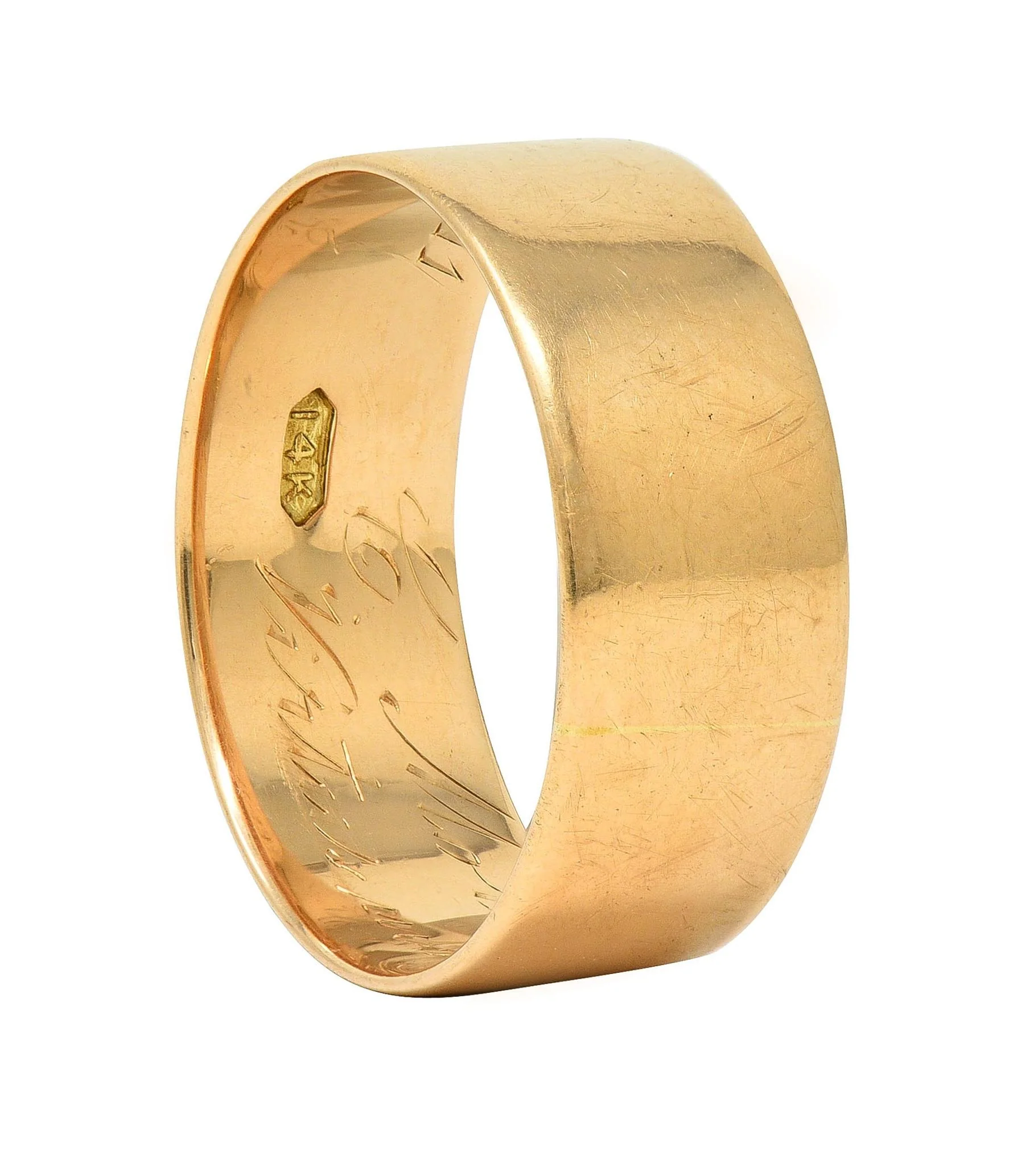 1911 Edwardian 14 Karat Yellow Gold Scottish Rite Antique Cigar Band Ring - Image 12