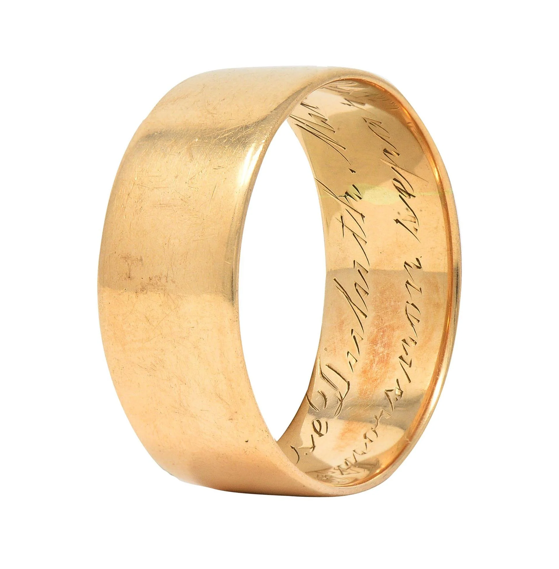 1911 Edwardian 14 Karat Yellow Gold Scottish Rite Antique Cigar Band Ring - Image 2