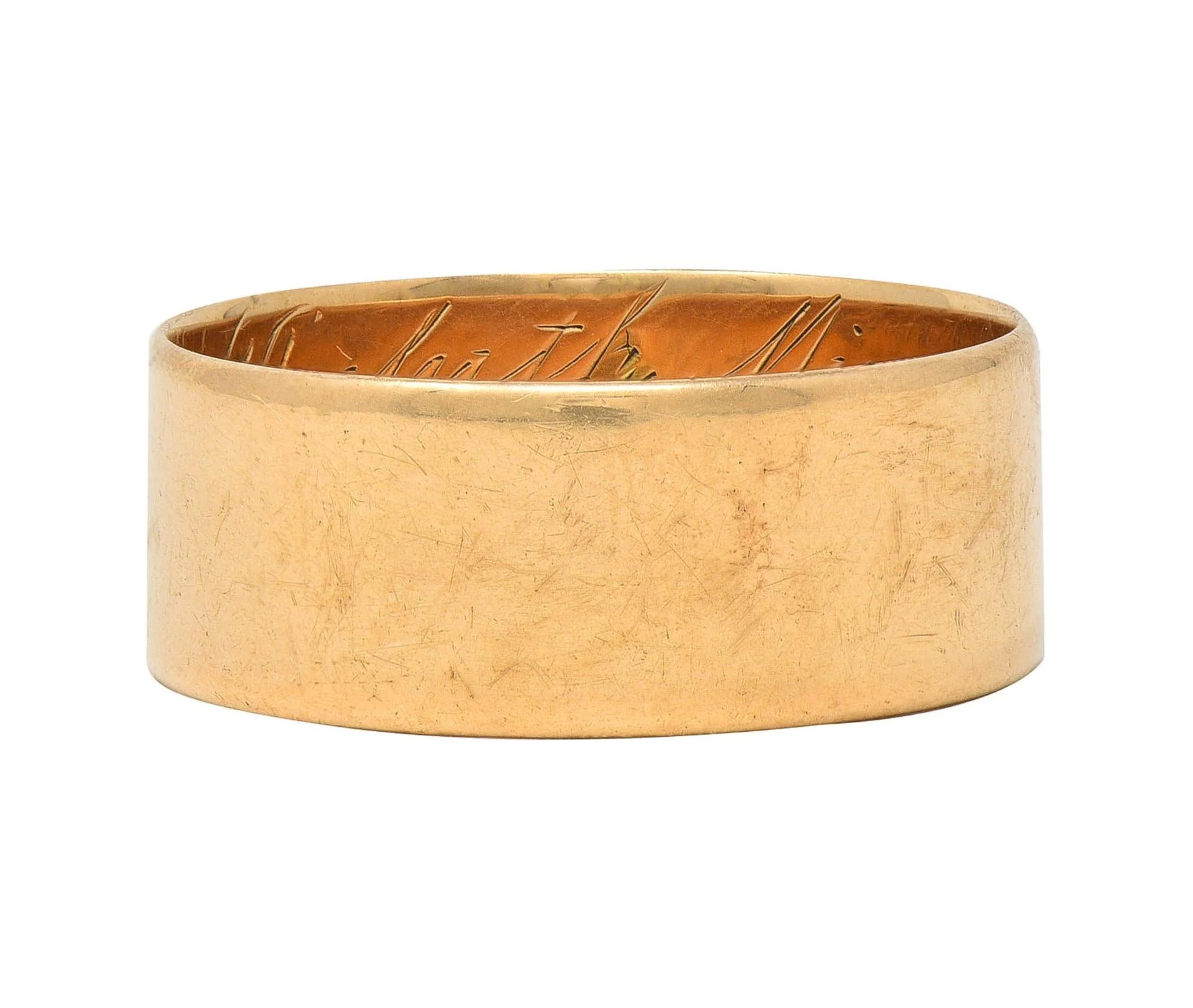 1911 Edwardian 14 Karat Yellow Gold Scottish Rite Antique Cigar Band Ring - Image 3