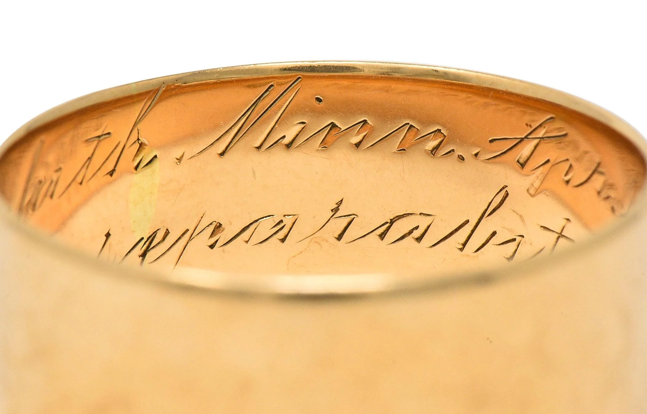1911 Edwardian 14 Karat Yellow Gold Scottish Rite Antique Cigar Band Ring - Image 9