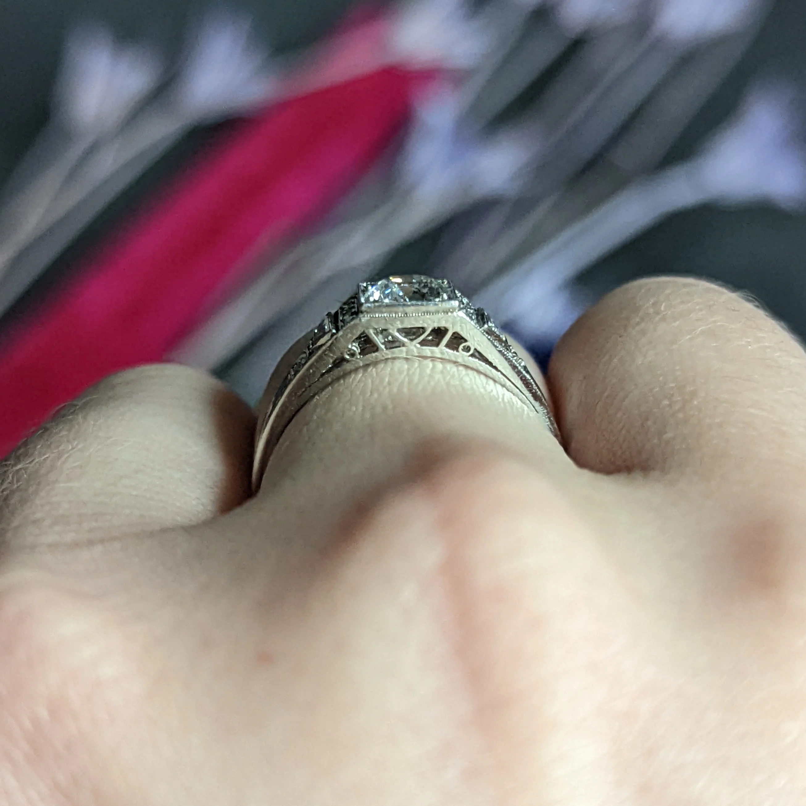 1920’s Art Deco 0.83 CTW Diamond Platinum Engagement Ring - Image 13