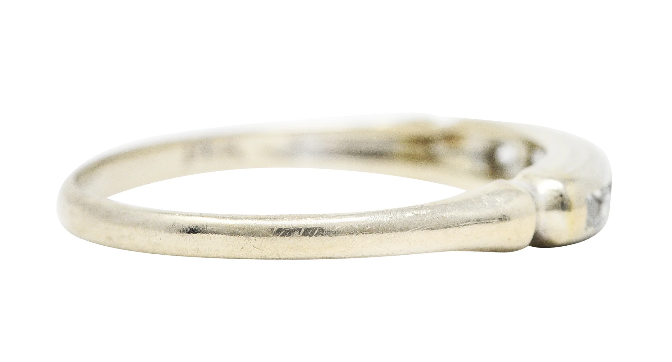 1920's Art Deco 0.30 CTW French Cut Diamond 14 Karat White Gold Band Ring - Image 3