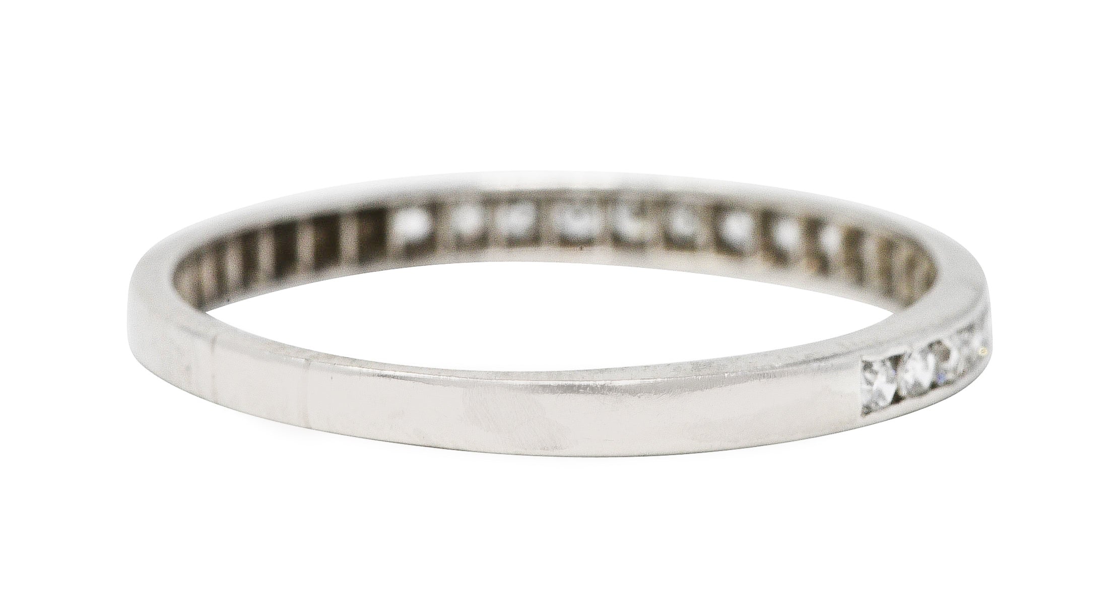 1930's Art Deco 0.25 CTW Single Cut Diamond Platinum Channel Band Ring - Image 3