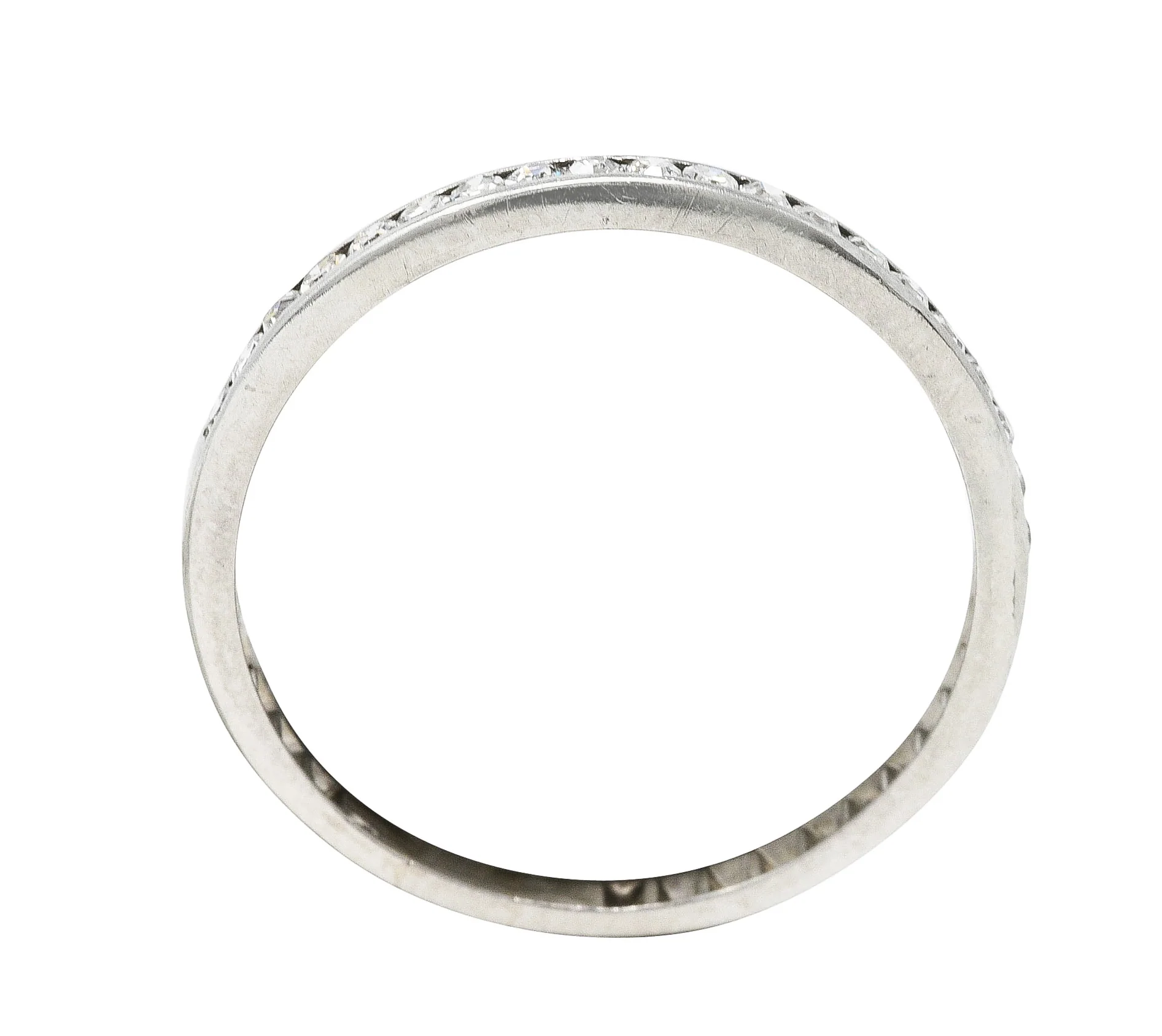 1930's Art Deco 0.25 CTW Single Cut Diamond Platinum Channel Band Ring - Image 8