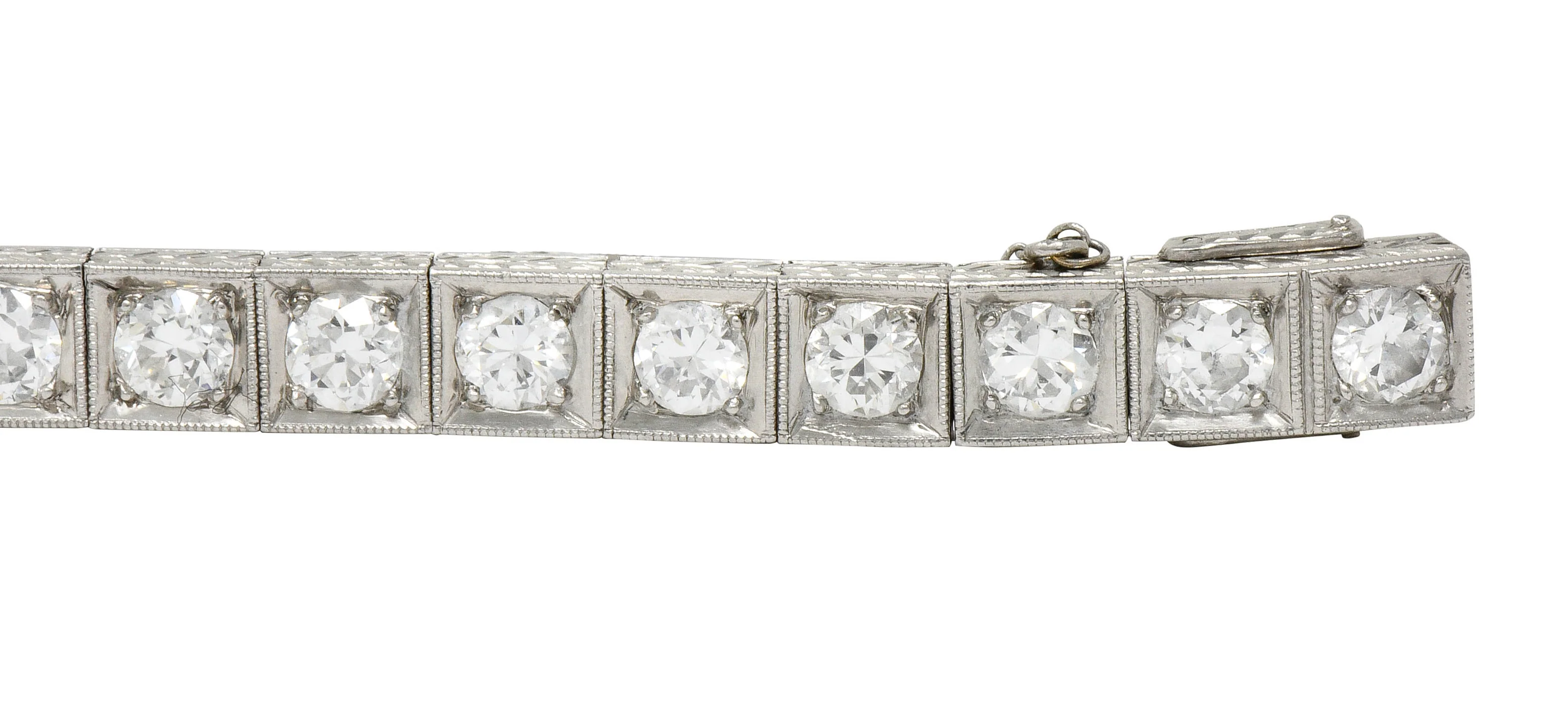 1930's Art Deco 5.90 CTW Diamond Platinum Line Bracelet - Image 6