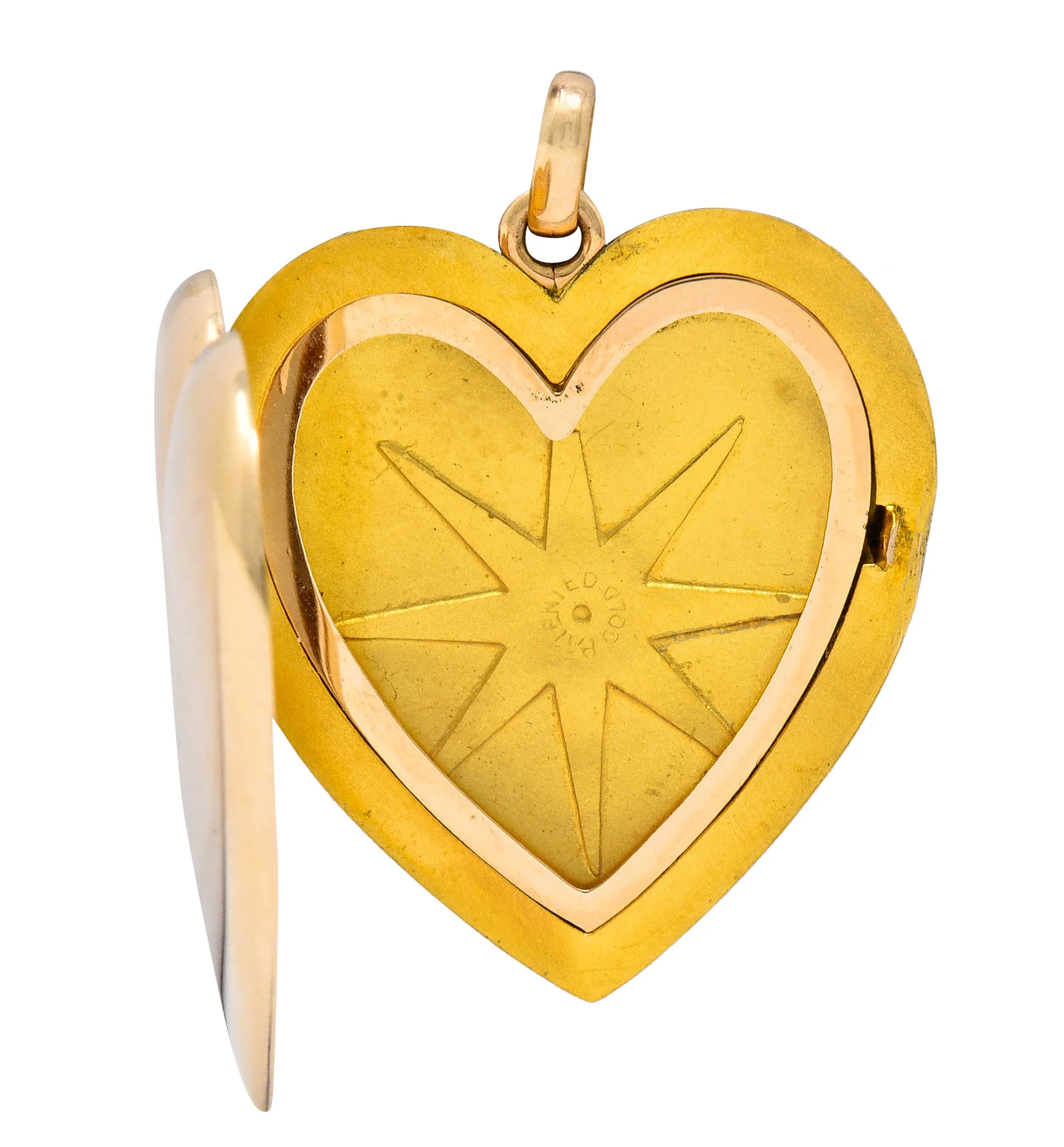 1940's Retro 10 Karat Rose Gold Heart Locket Pendant - Image 2