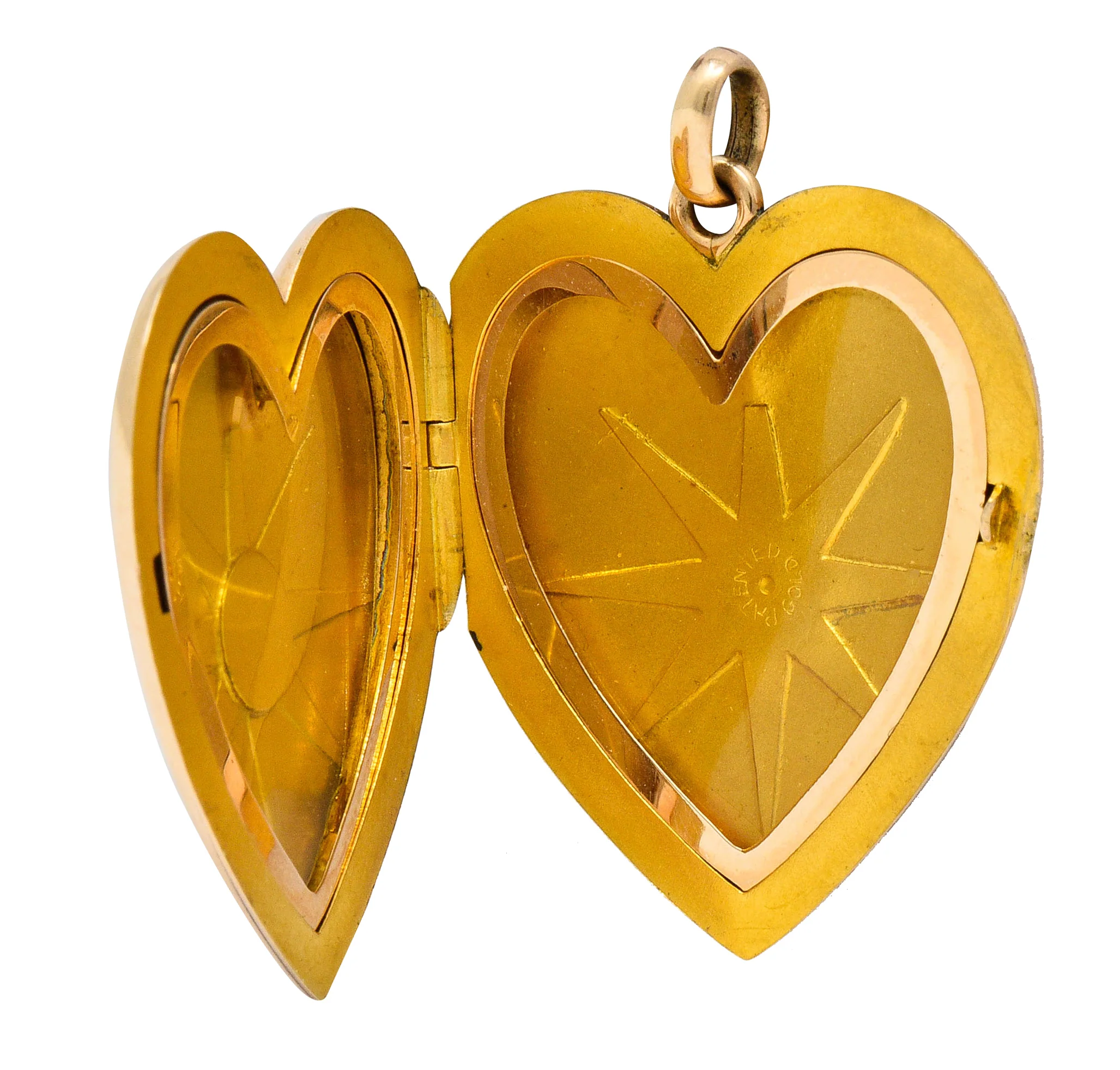 1940's Retro 10 Karat Rose Gold Heart Locket Pendant - Image 3