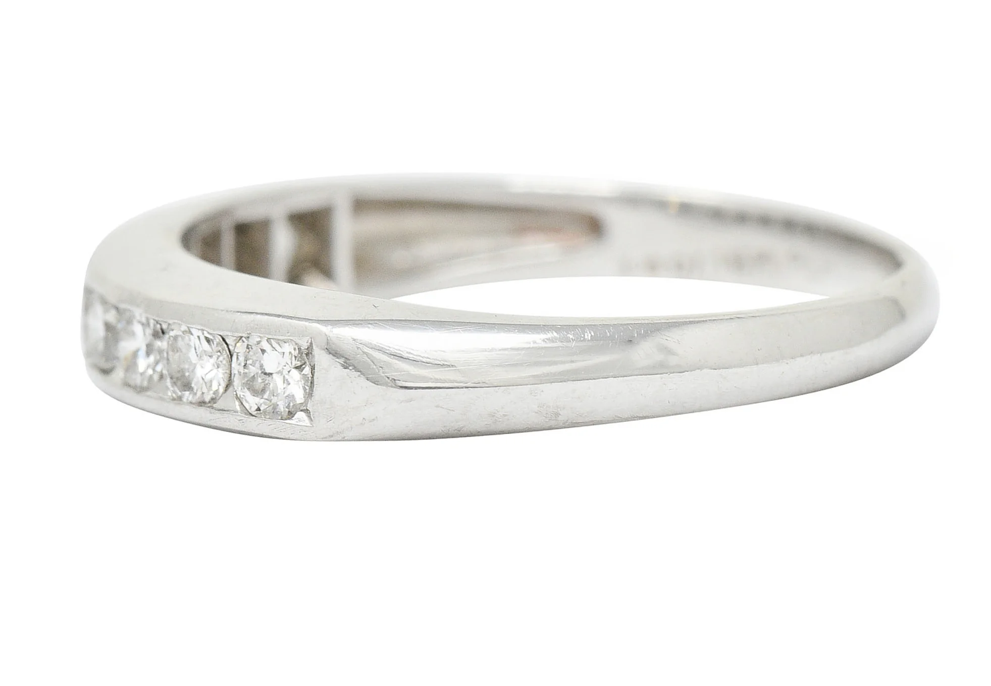 1950's Mid-Century 0.50 CTW Diamond Platinum Channel Band Ring - Image 5