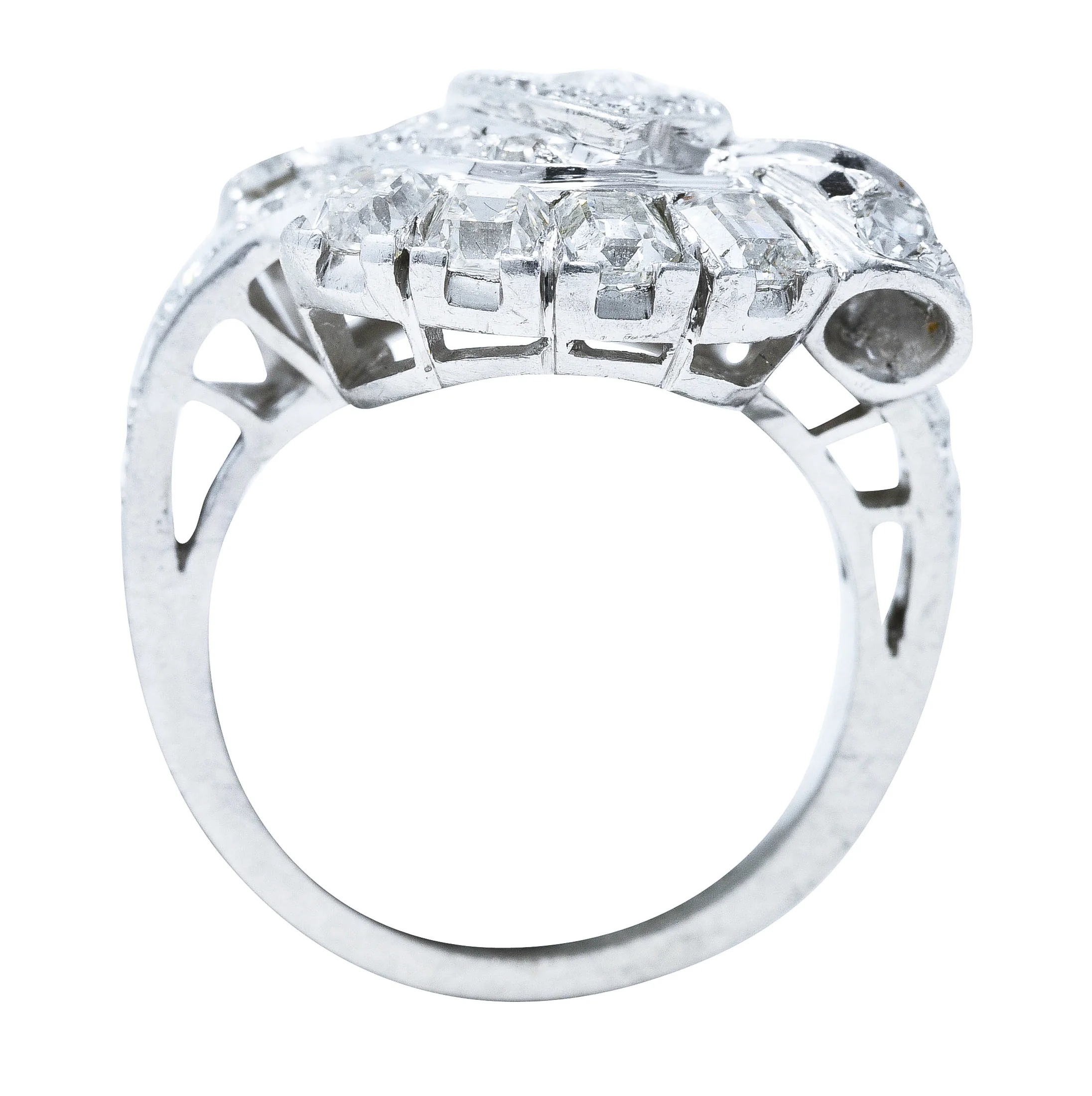1950's Mid-Century 2.35 CTW Diamond Platinum Dinner Ring - Image 7
