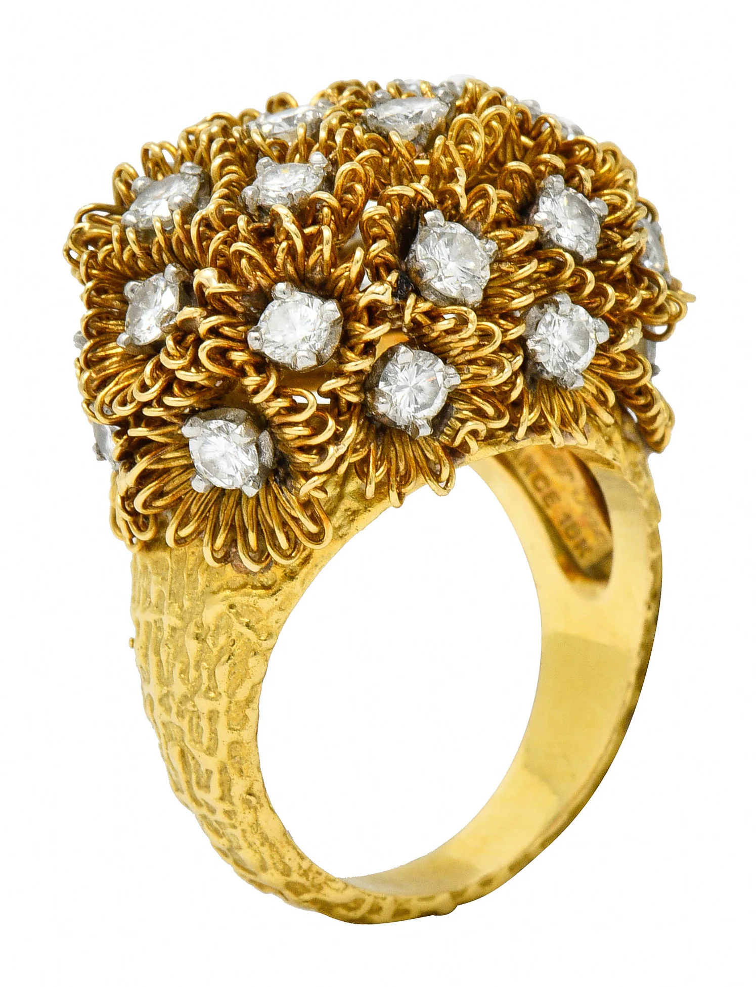 1960's Cartier France 2.50 CTW Diamond 18 Karat Gold Floral Bouquet Ring - Image 2