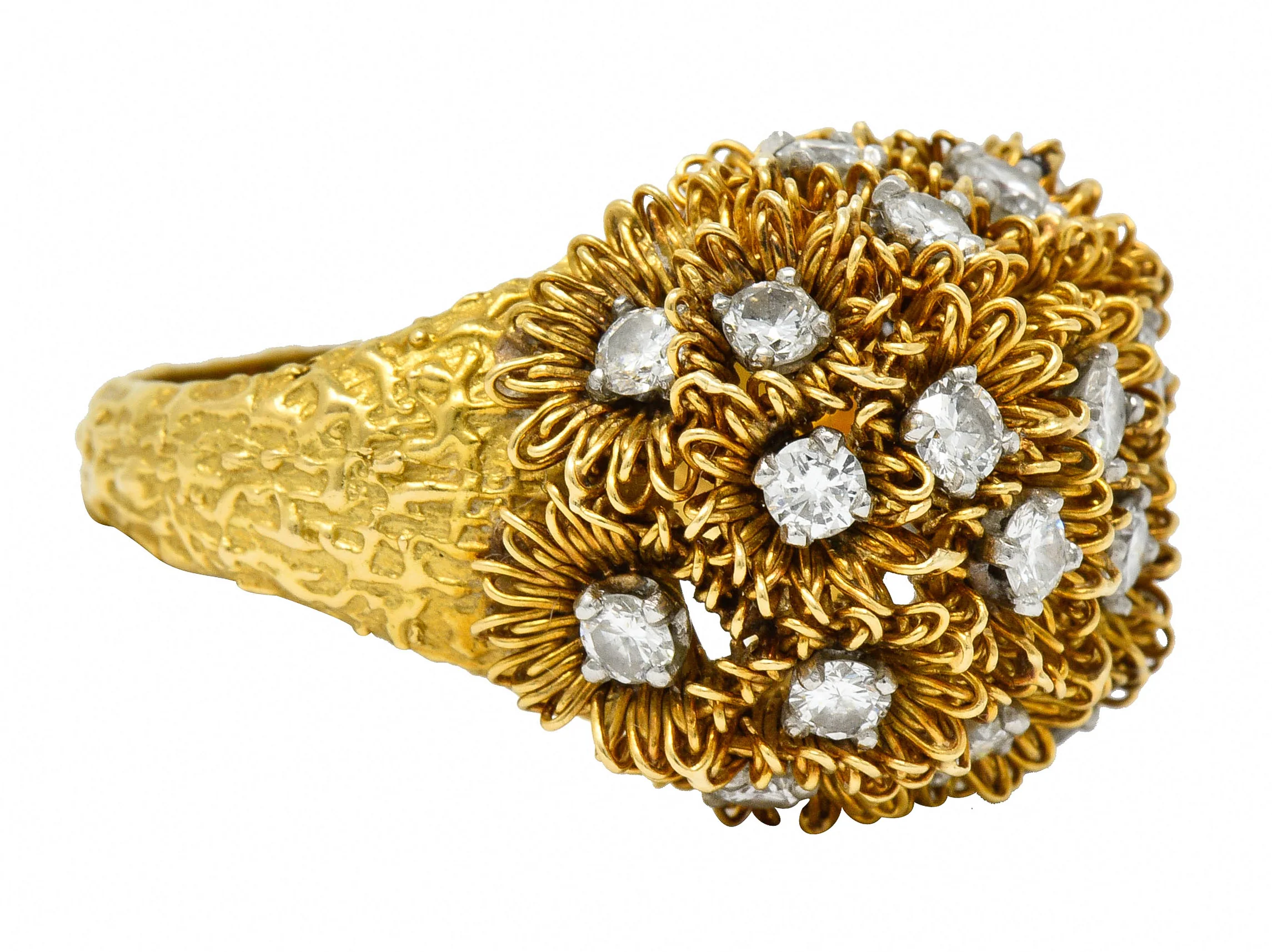 1960's Cartier France 2.50 CTW Diamond 18 Karat Gold Floral Bouquet Ring - Image 3