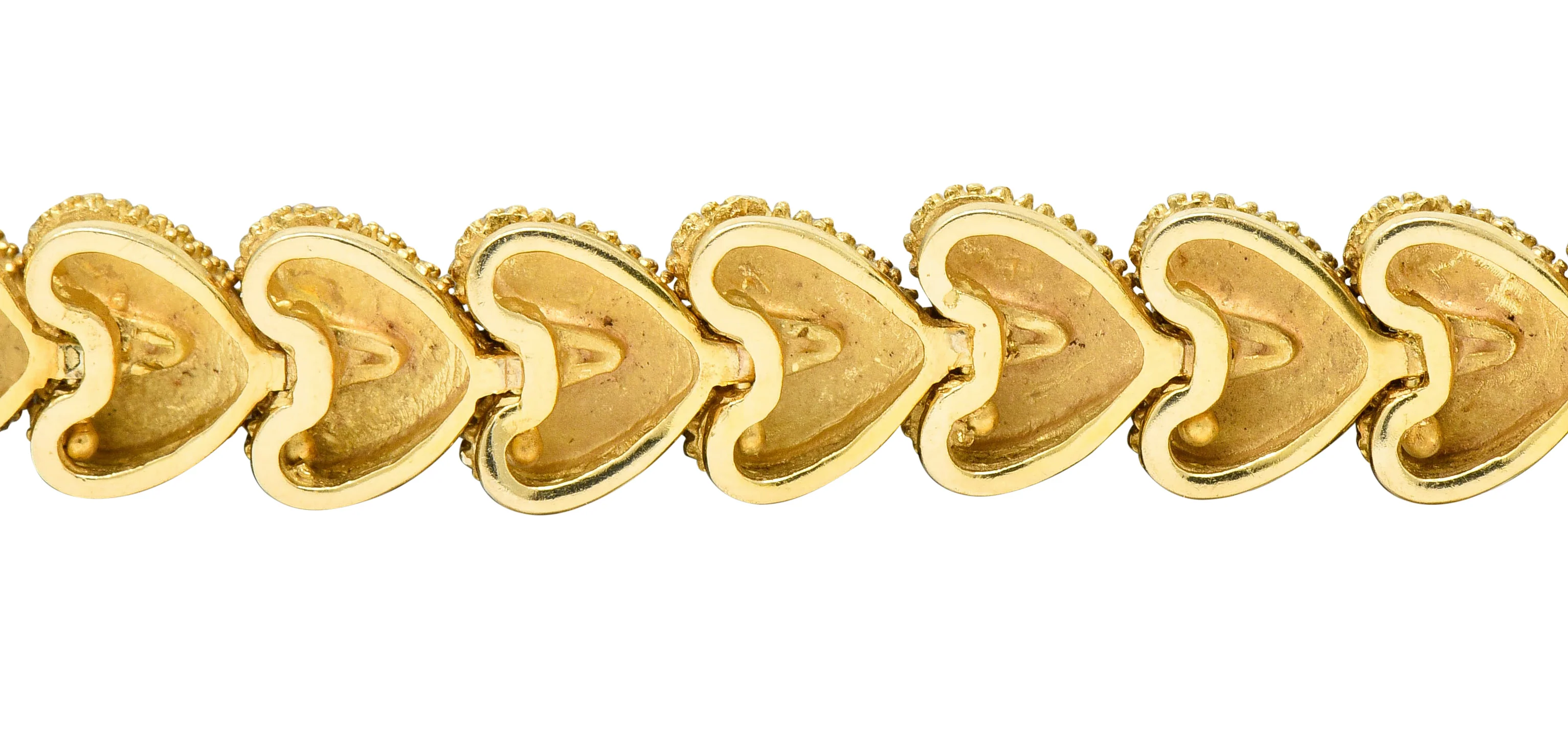 1960's House of La Triomphe Diamond Turquoise 14 Karat Gold Heart Link Bracelet - Image 10