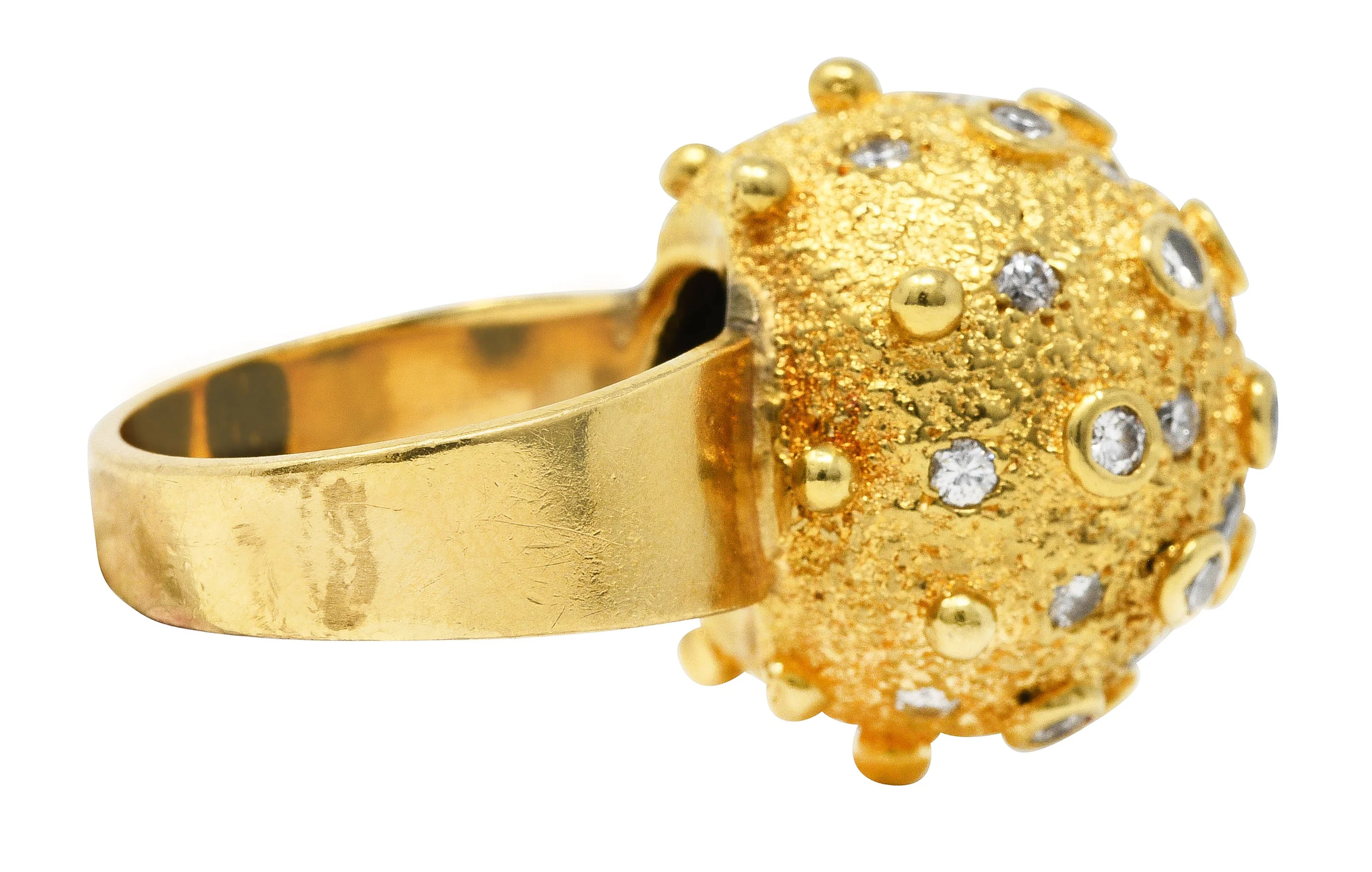 1960's Vintage 1.25 CTW Diamond 18 Karat Yellow Gold Sputnik Bauble Ring - Image 4