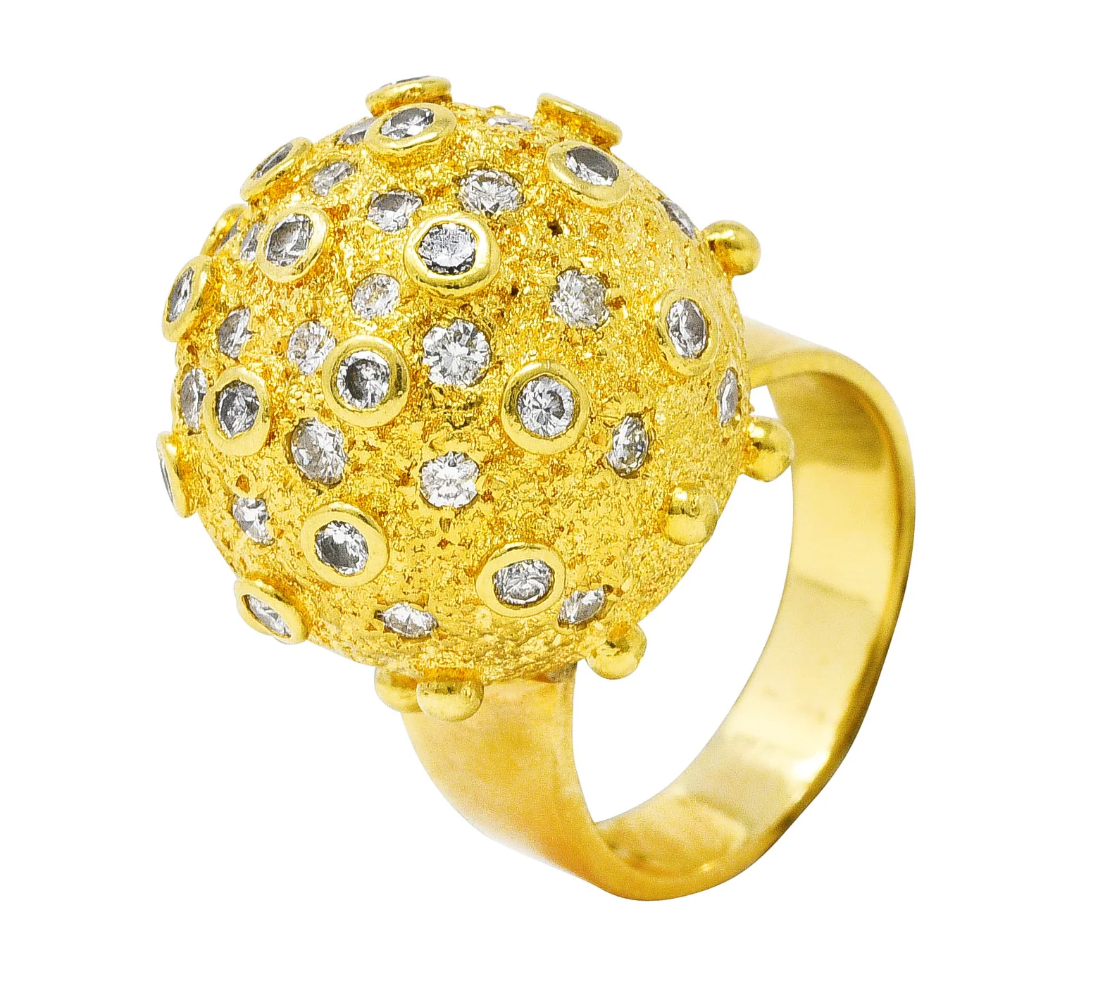 1960's Vintage 1.25 CTW Diamond 18 Karat Yellow Gold Sputnik Bauble Ring - Image 9