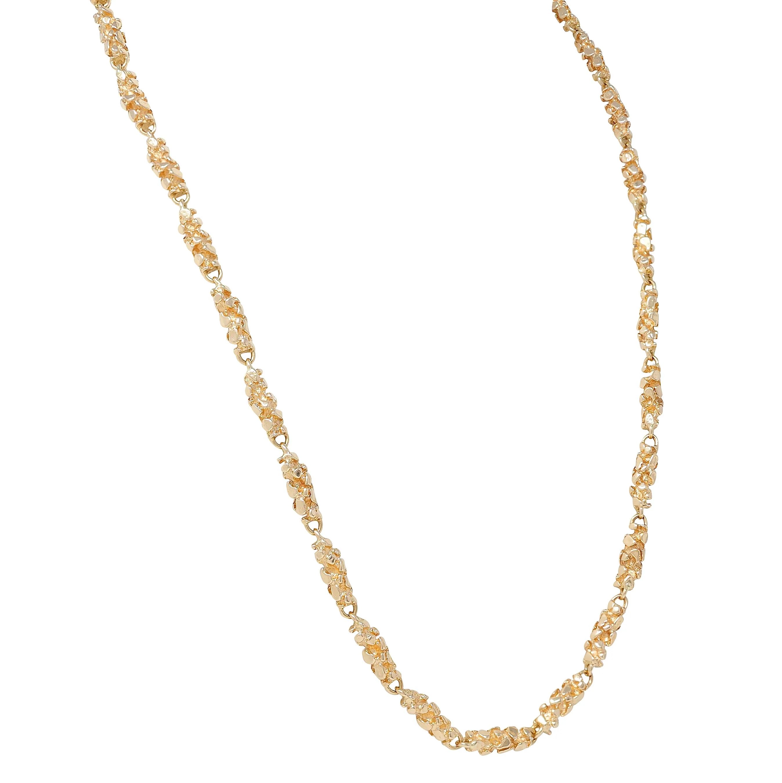 1970's 14 Karat Yellow Gold Nugget Organic Vintage Chain Link Necklace - Image 4