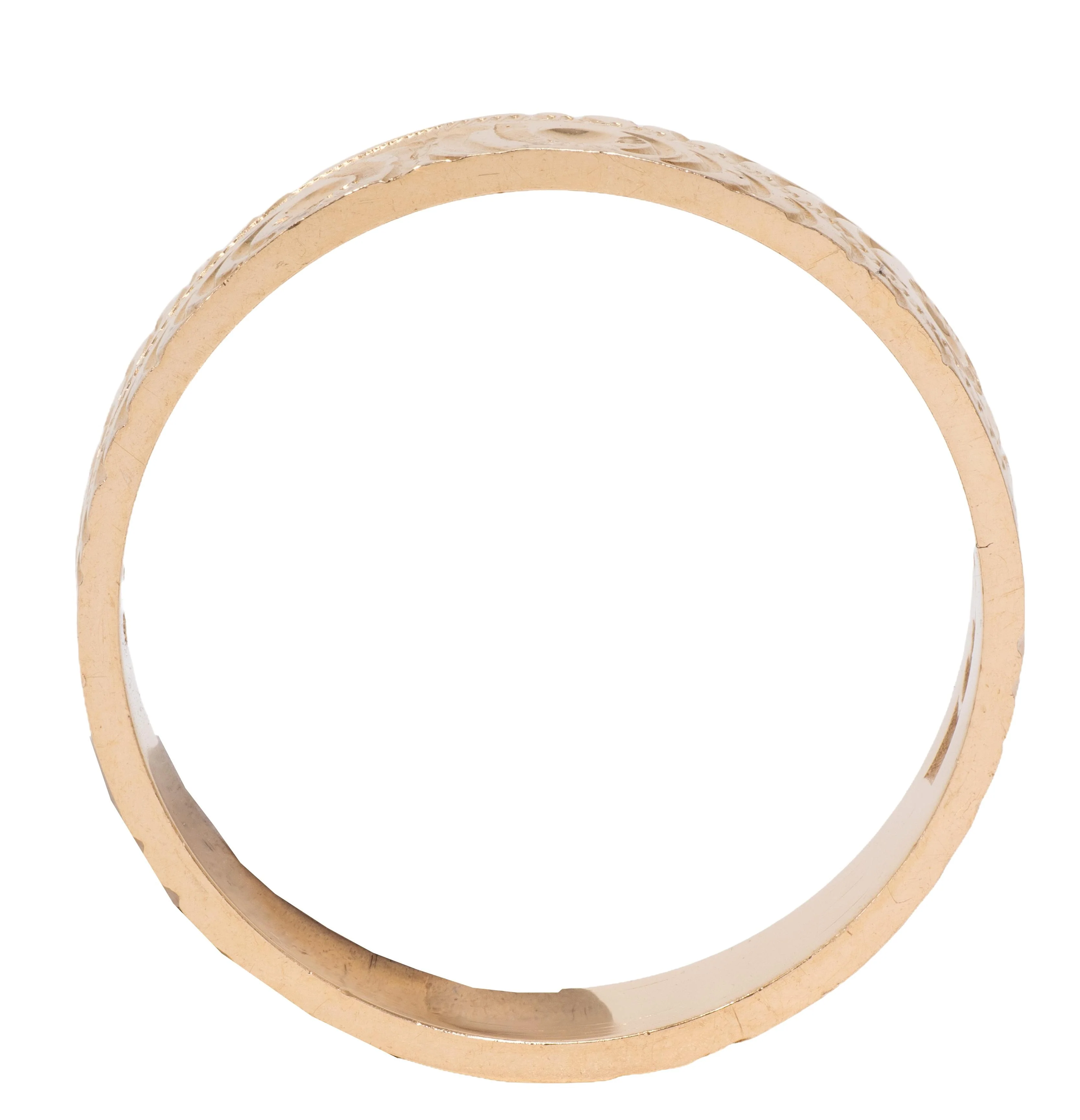 1970's 14 Karat Yellow Gold Vintage Scrolling Unisex Men's Wedding Band Ring - Image 5