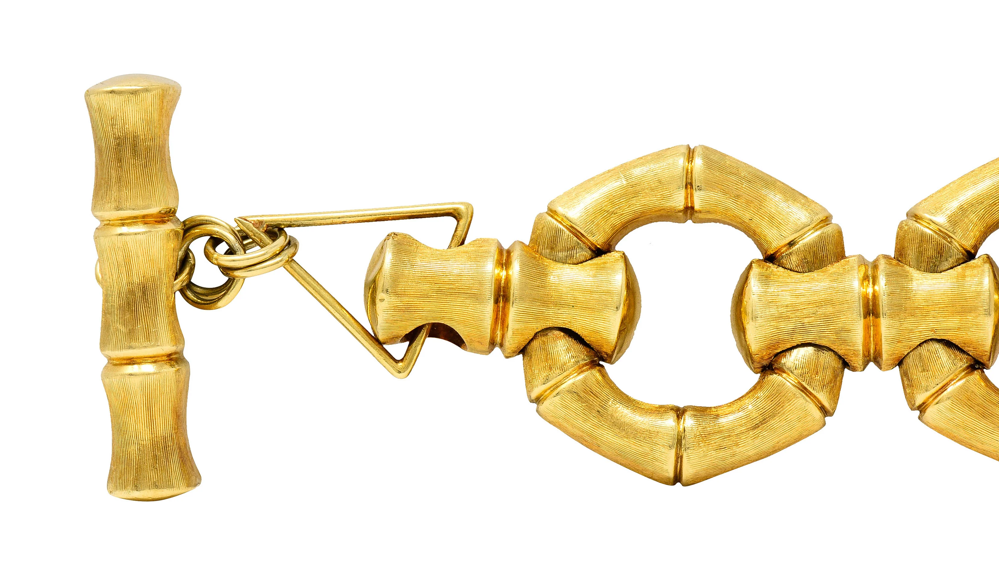1970's Italian Vintage 18 Karat Gold Bamboo Link Bracelet - Image 5