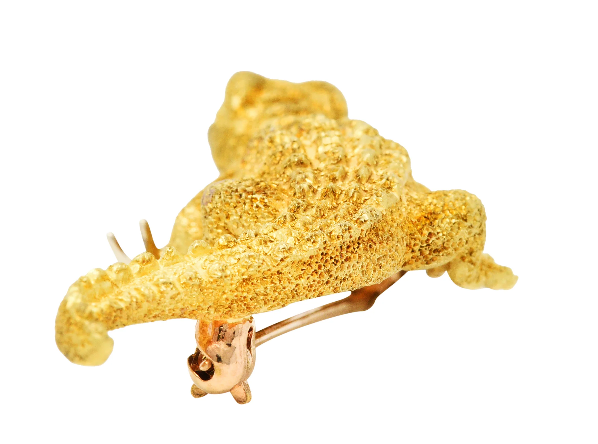 1970's Tiffany & Co. Diamond Ruby 18 Karat Gold Alligator Brooch - Image 6