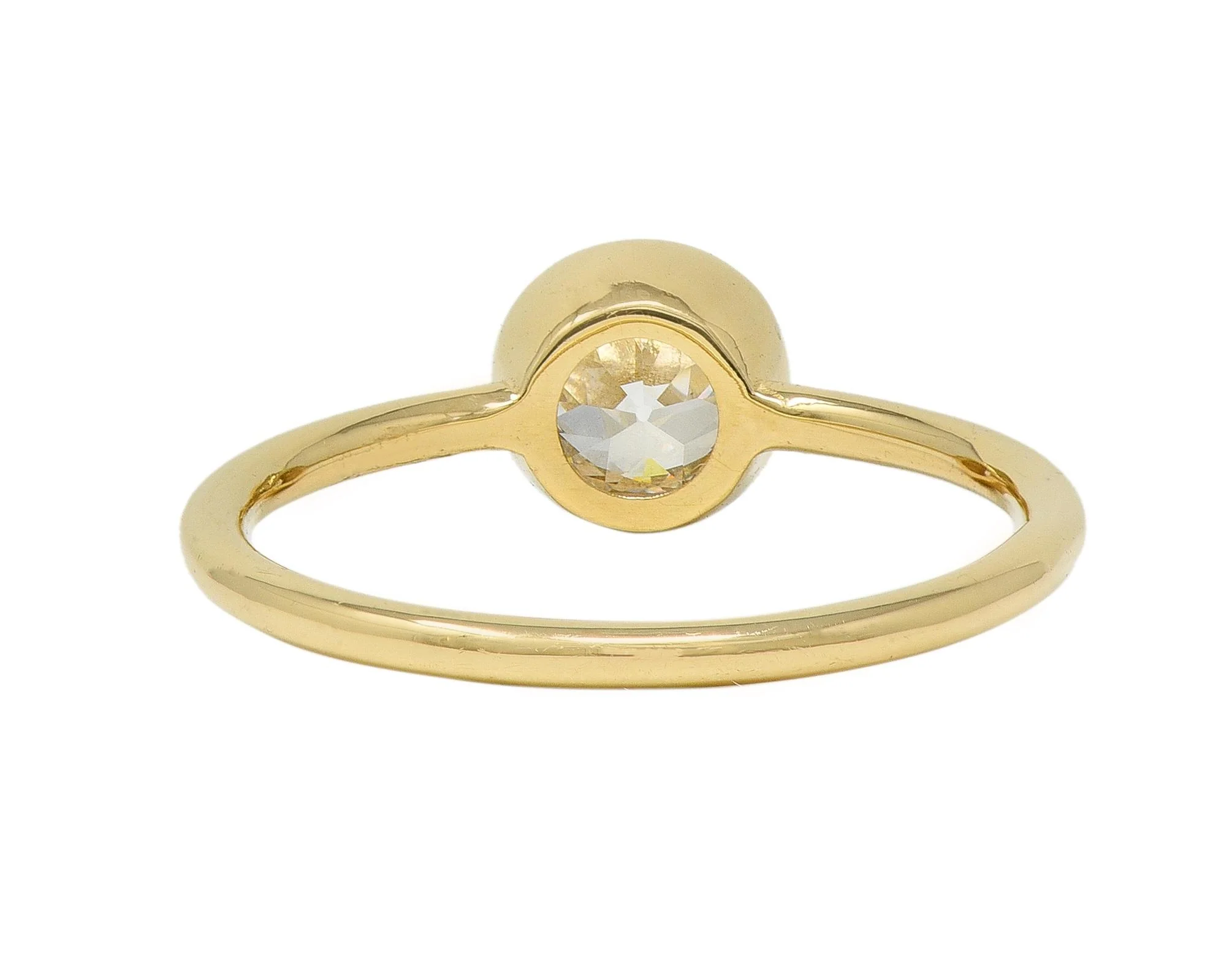 1990's Old European Cut Diamond 14 Karat Yellow Gold Bezel Set Solitaire Engagement Ring - Image 3