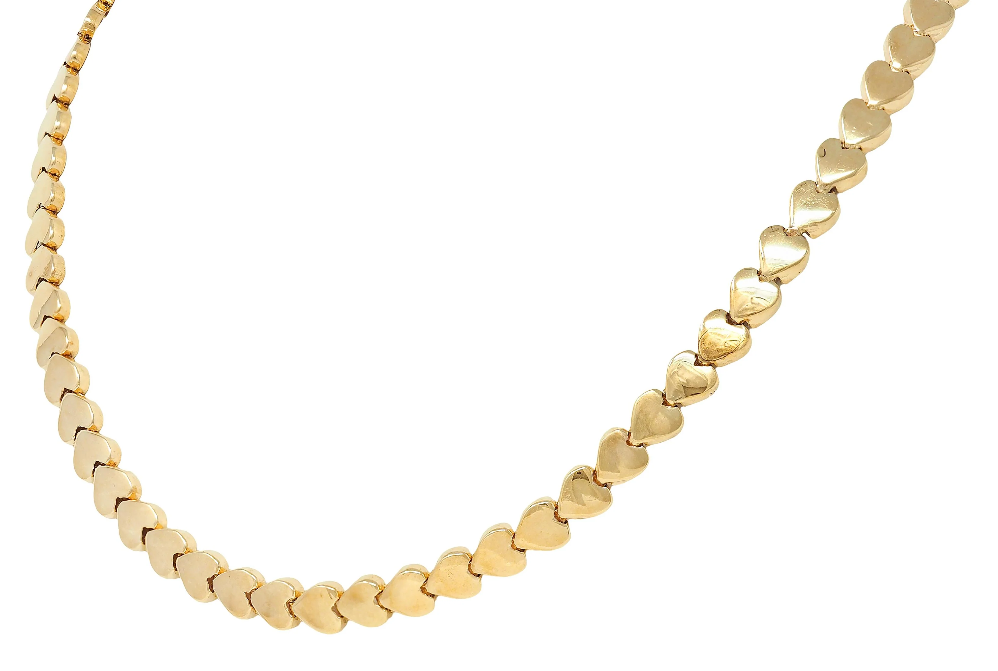 2000's 14 Karat Yellow Gold Heart Link Chain Necklace - Image 4