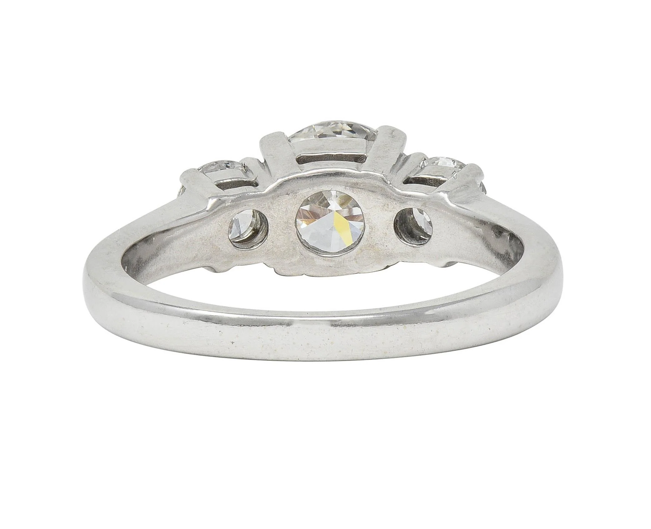 2000's 2.30 CTW Diamond 14 Karat White Gold Three Stone Engagement Ring GIA - Image 4