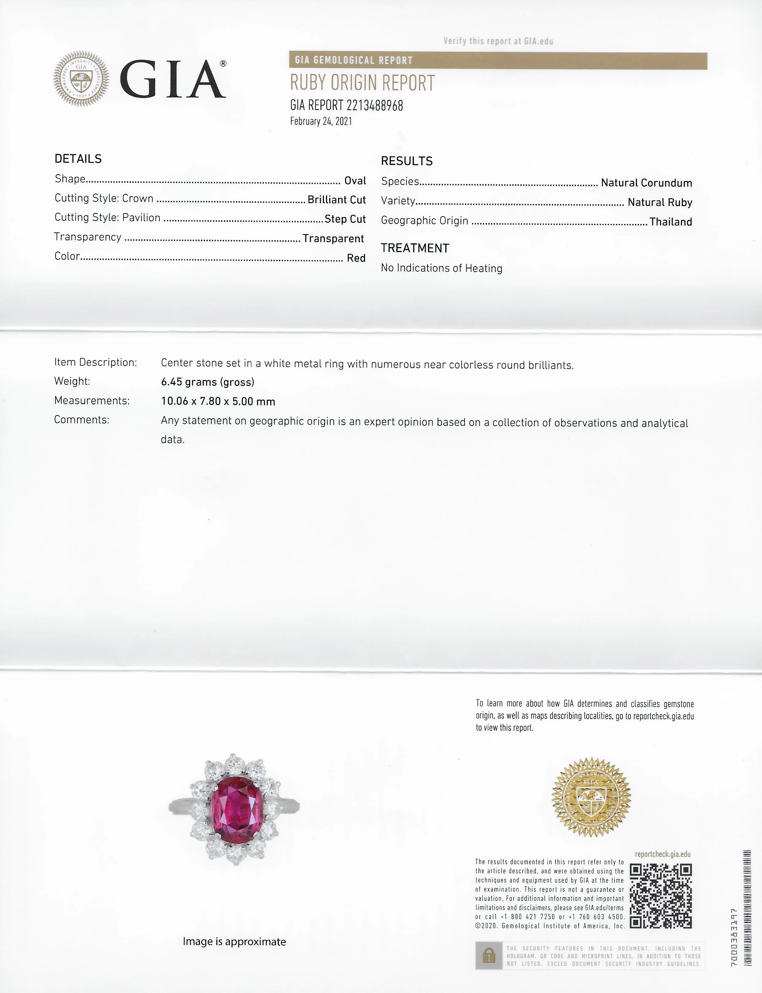 5.02 CTW No Heat Ruby Diamond Platinum Cluster Ring GIA - Image 11