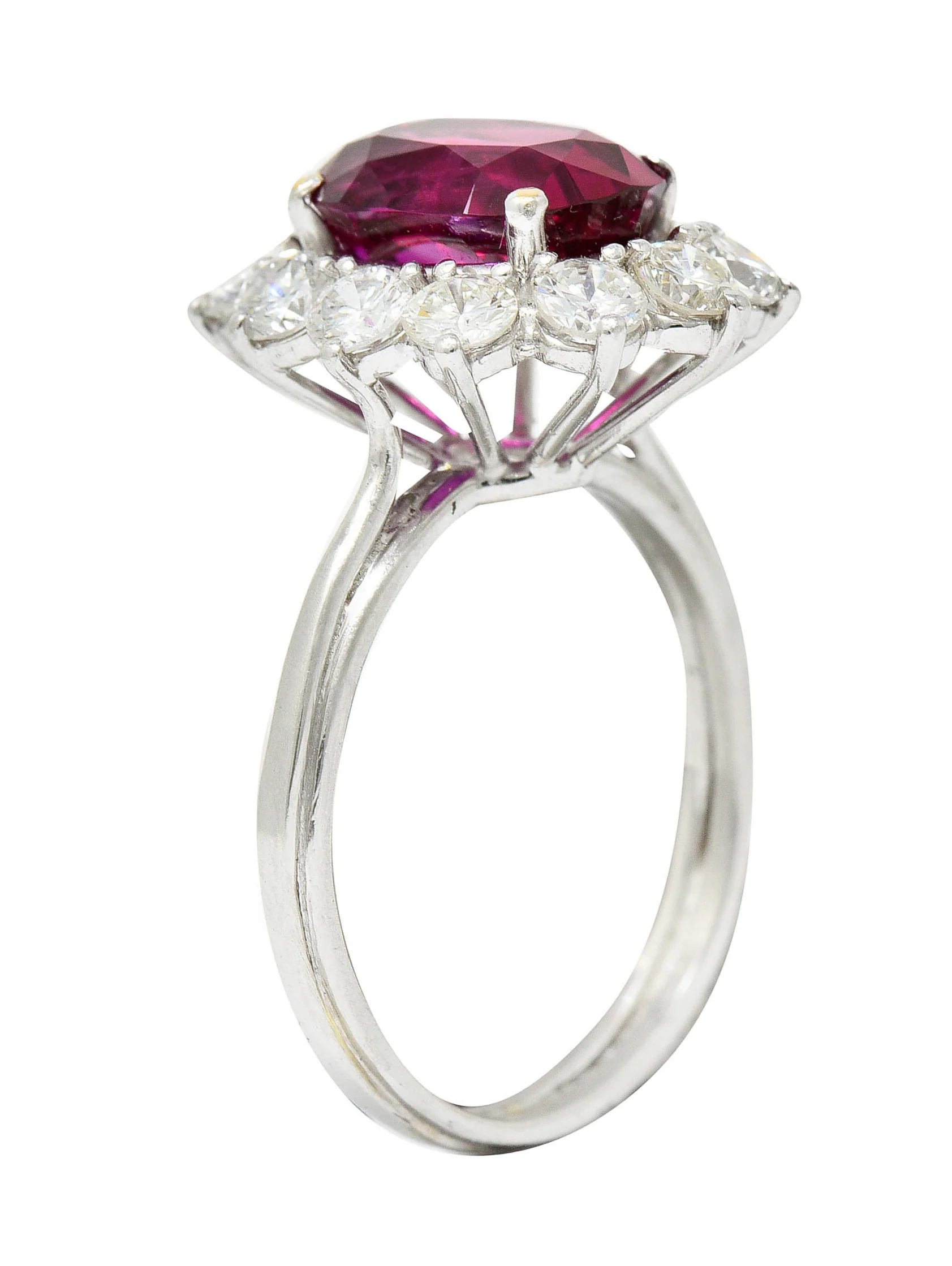 5.02 CTW No Heat Ruby Diamond Platinum Cluster Ring GIA - Image 8