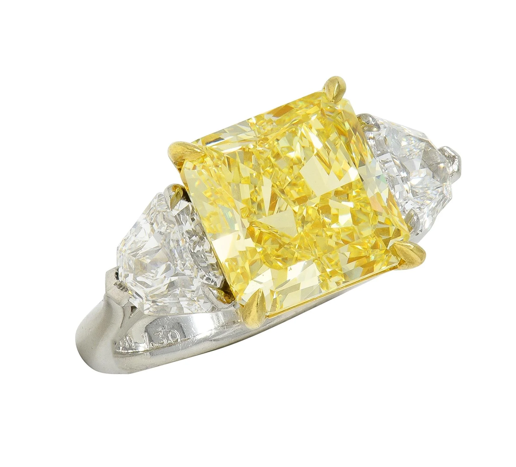 7.31 CTW Fancy Intense Yellow Diamond Platinum 18 Karat Yellow Gold Engagement Ring GIA - Image 11