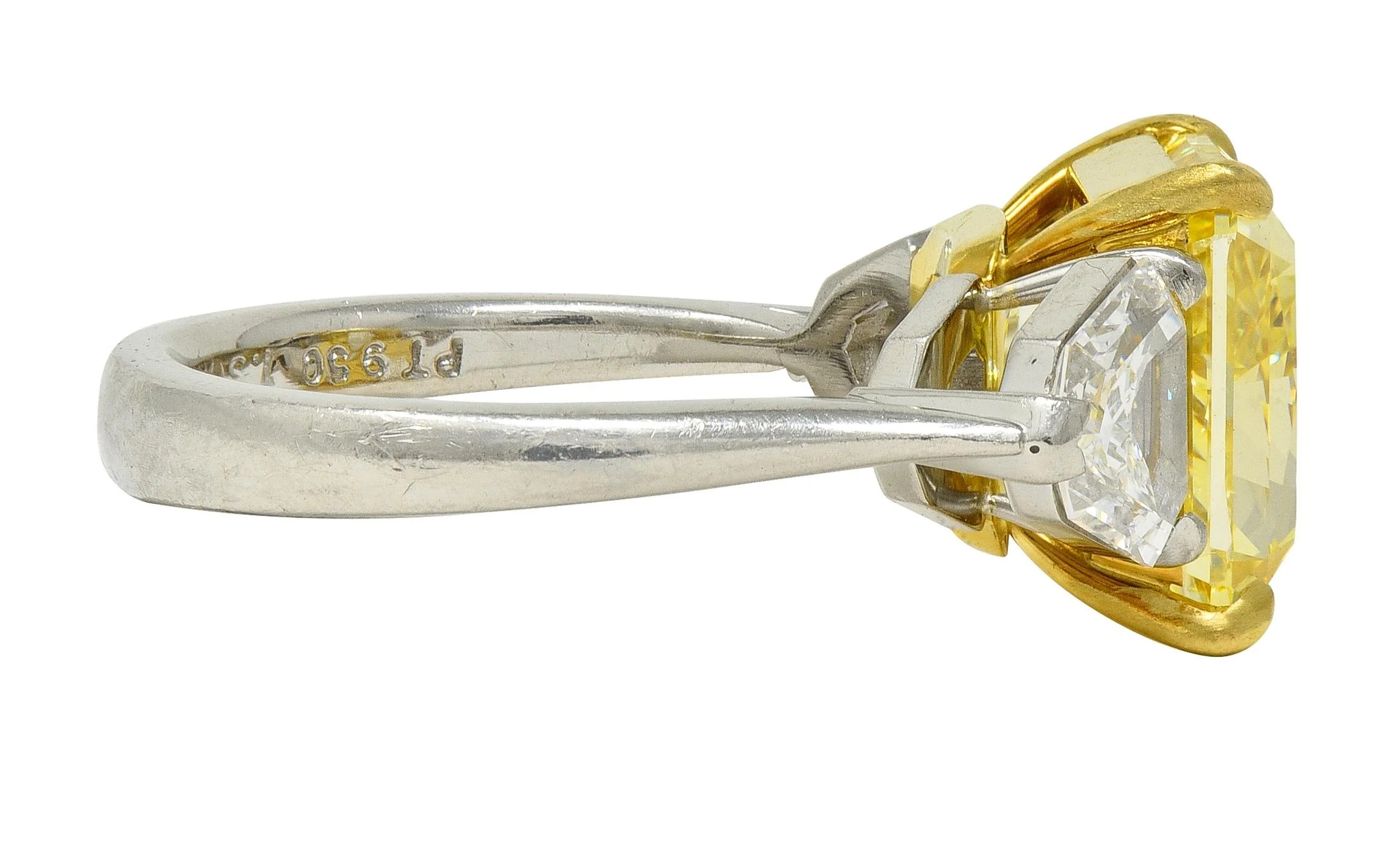 7.31 CTW Fancy Intense Yellow Diamond Platinum 18 Karat Yellow Gold Engagement Ring GIA - Image 3