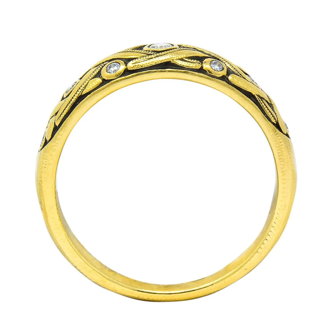Alex Sepkus Diamond 18 Karat Yellow Gold Band Stackable Ring - Image 7
