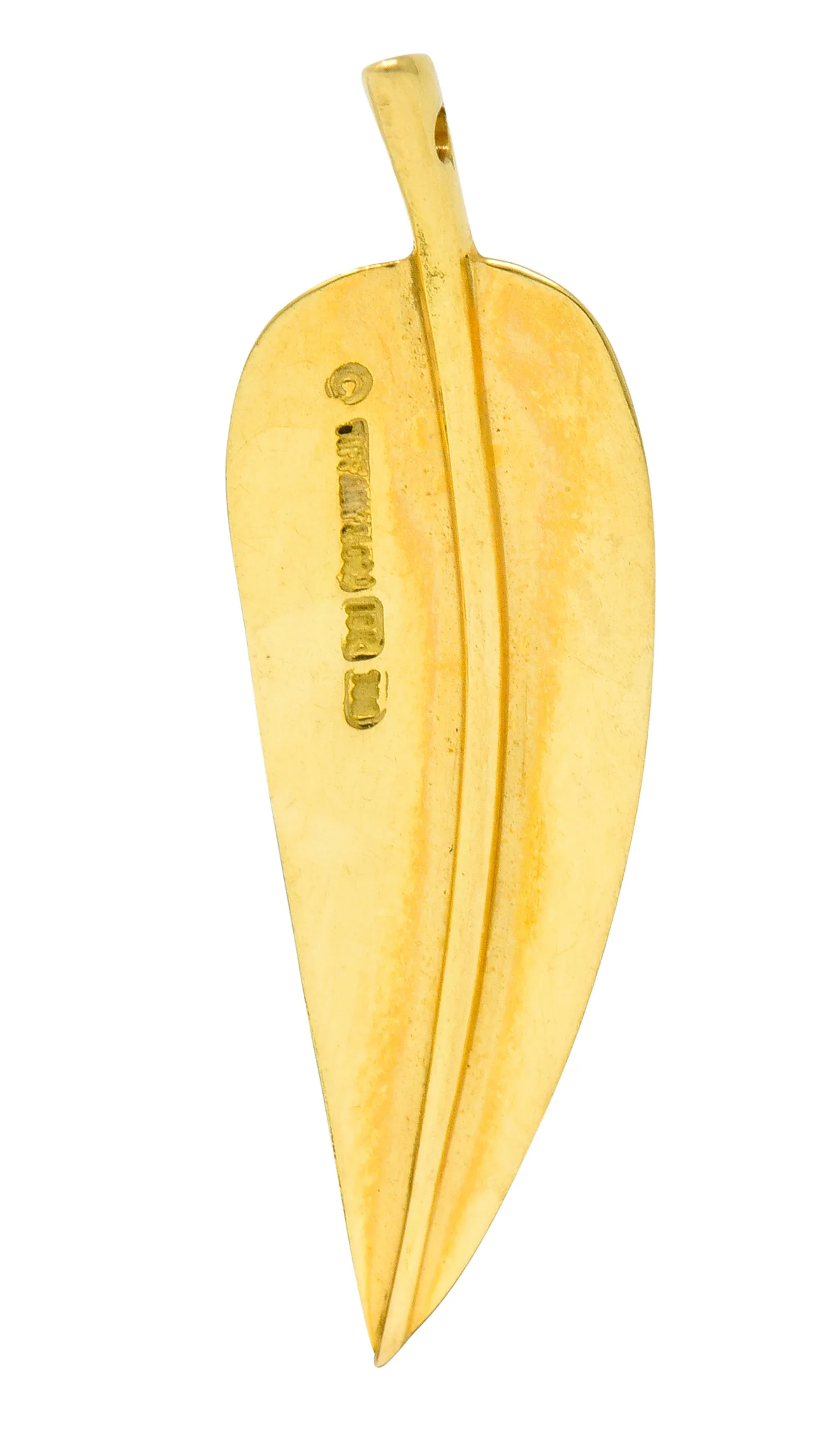 Angela Cummings Tiffany & Co. 18 Karat Matte Gold Feather Pendant Charm - Image 4
