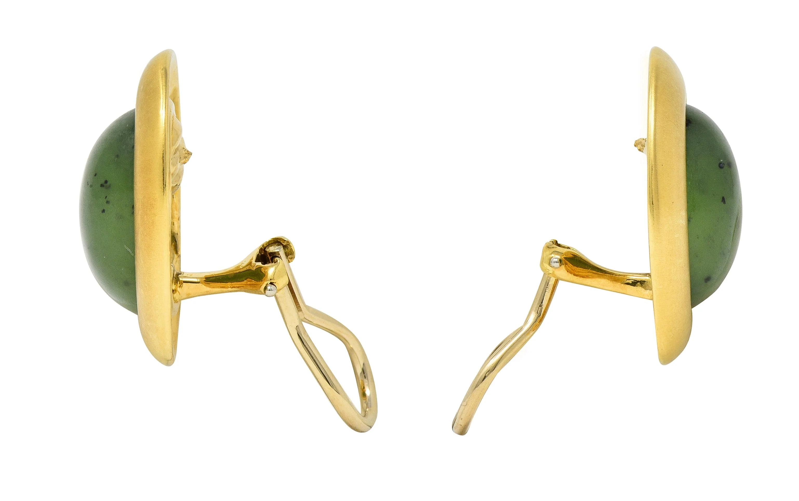 Angela Cummings Tiffany & Co. Jade 18 Karat Yellow Gold Vintage Earrings - Image 6