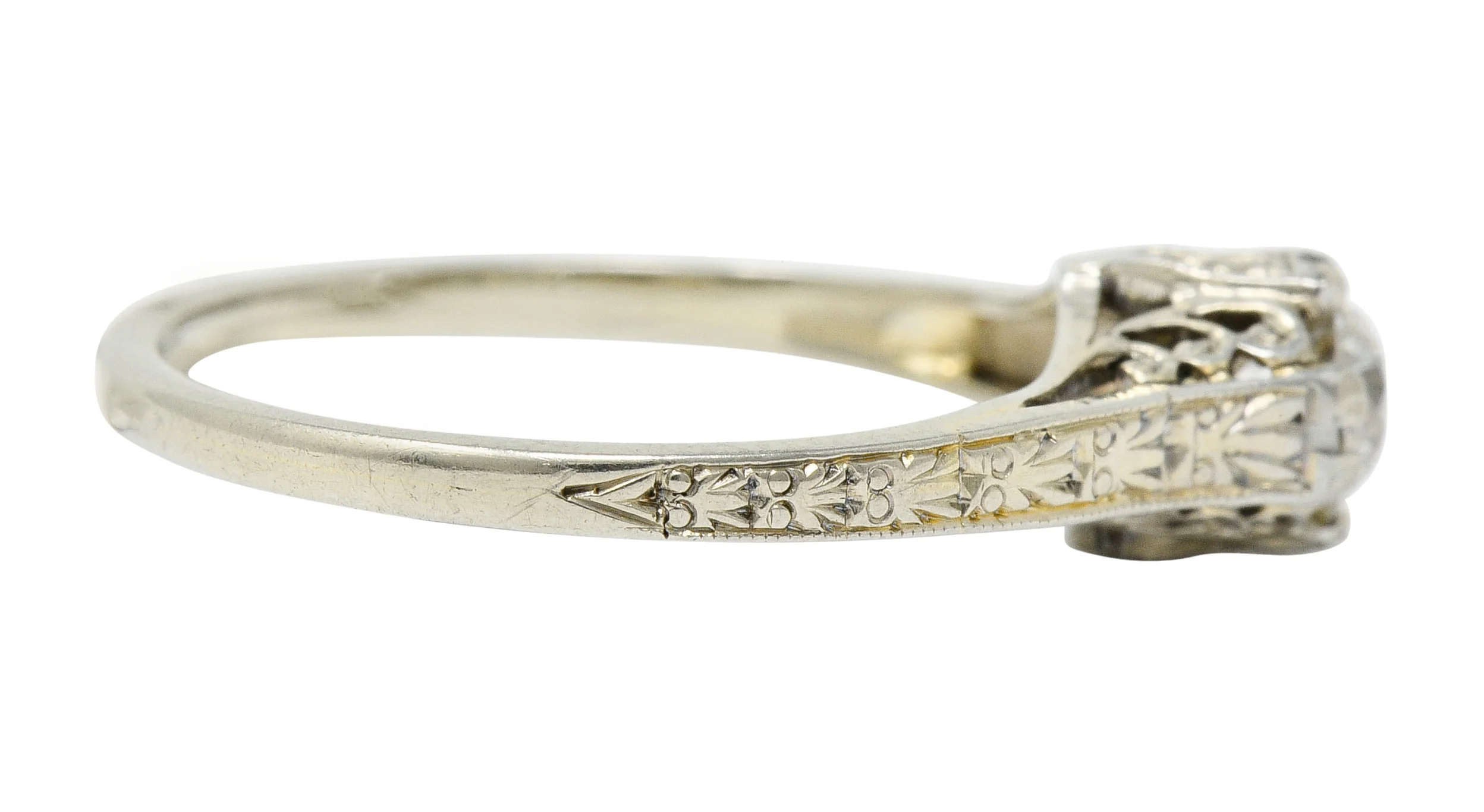 Art Deco 0.33 CTW Diamond 19 Karat White Gold Engagement Ring - Image 3