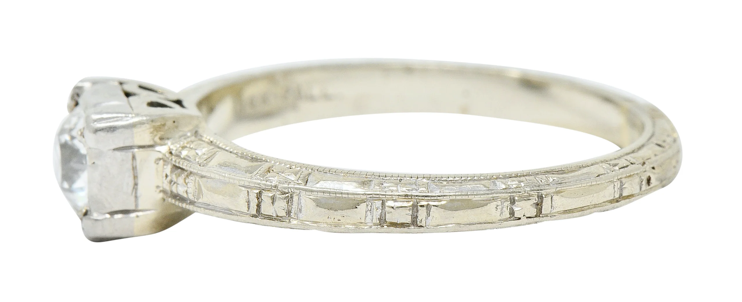 Art Deco 0.35 CTW Diamond 14 Karat White Gold Engagement Ring - Image 5