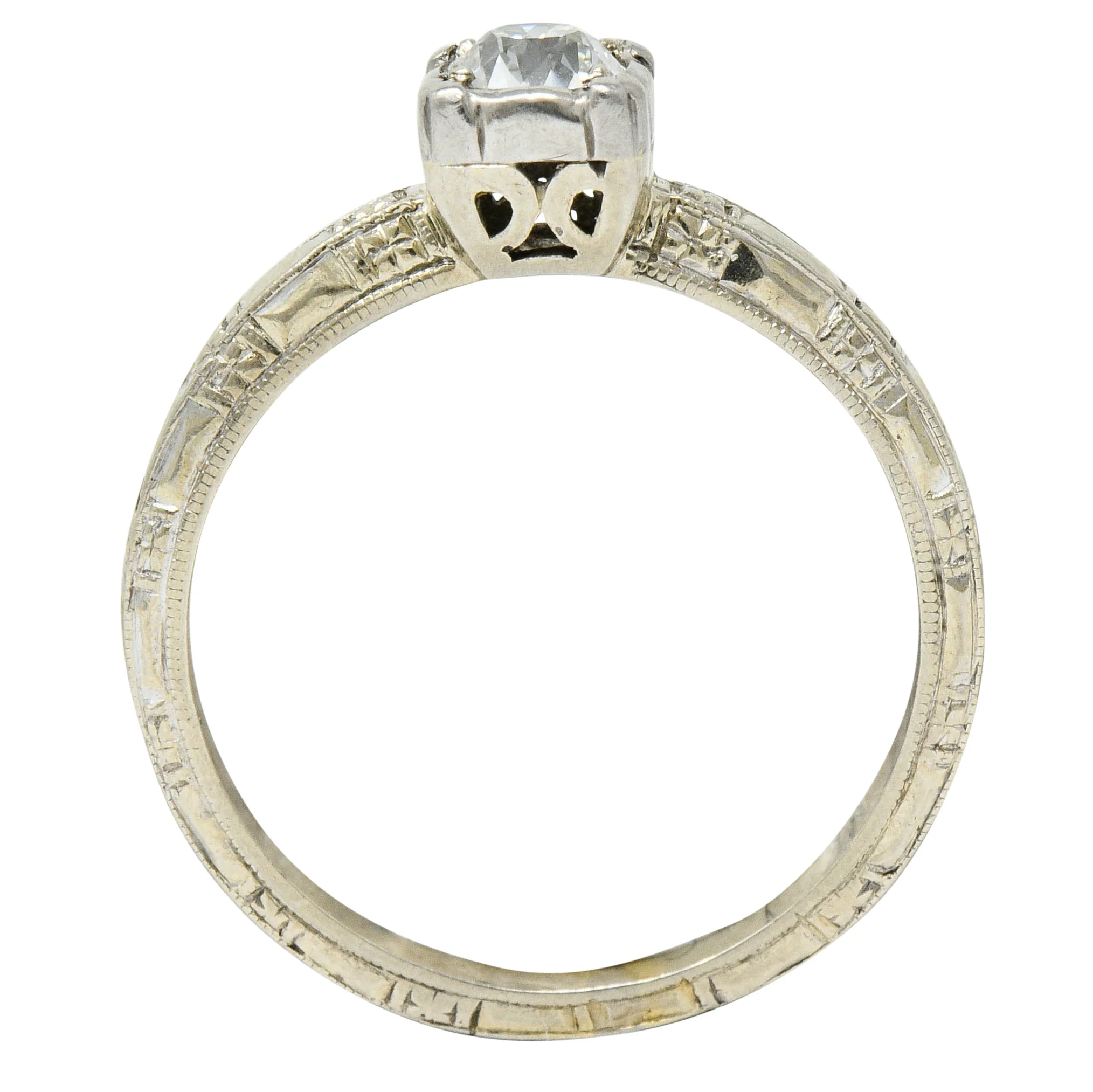 Art Deco 0.35 CTW Diamond 14 Karat White Gold Engagement Ring - Image 7