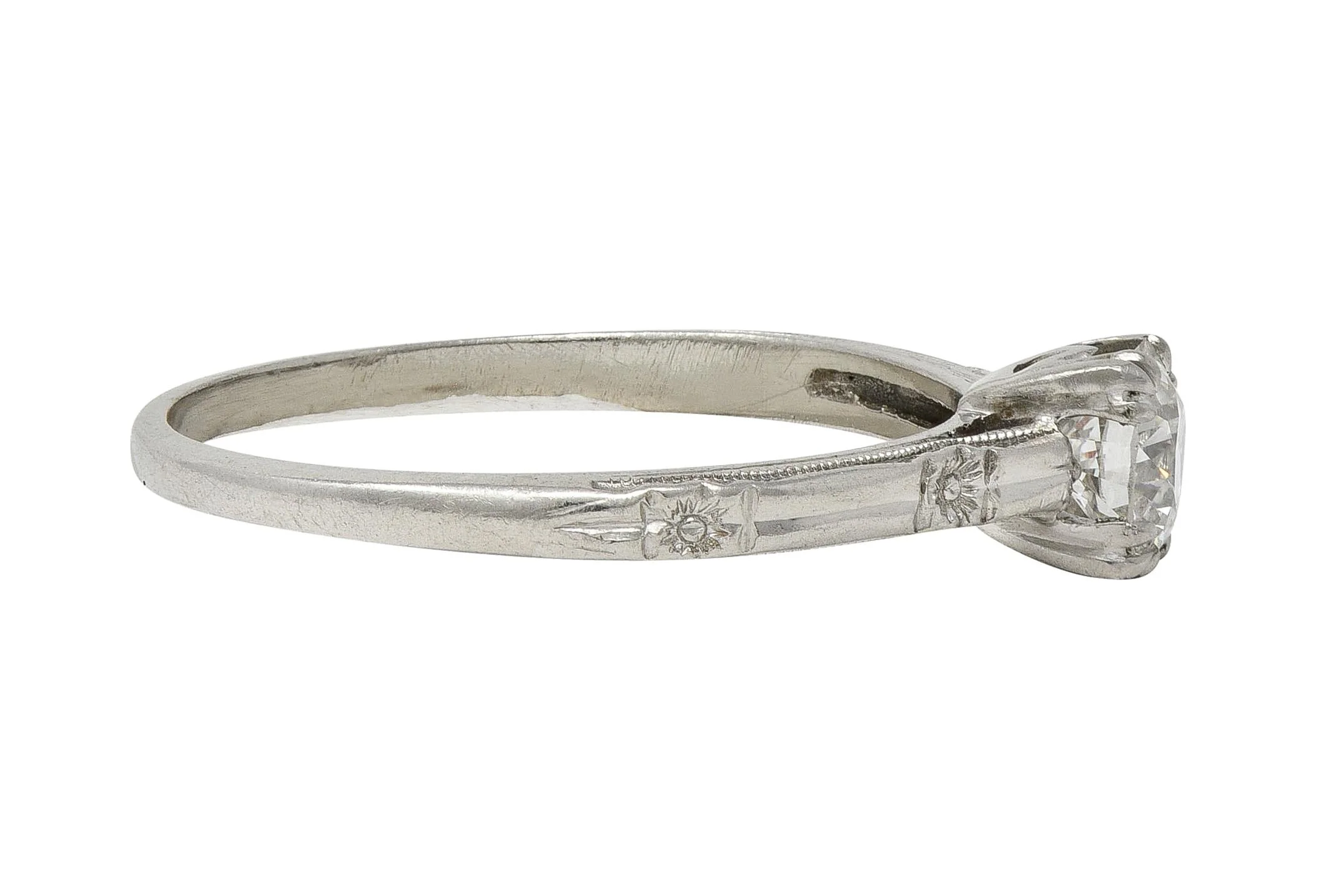 Art Deco 0.48 CTW Diamond Platinum Vintage Solitaire Engagement Ring - Image 2