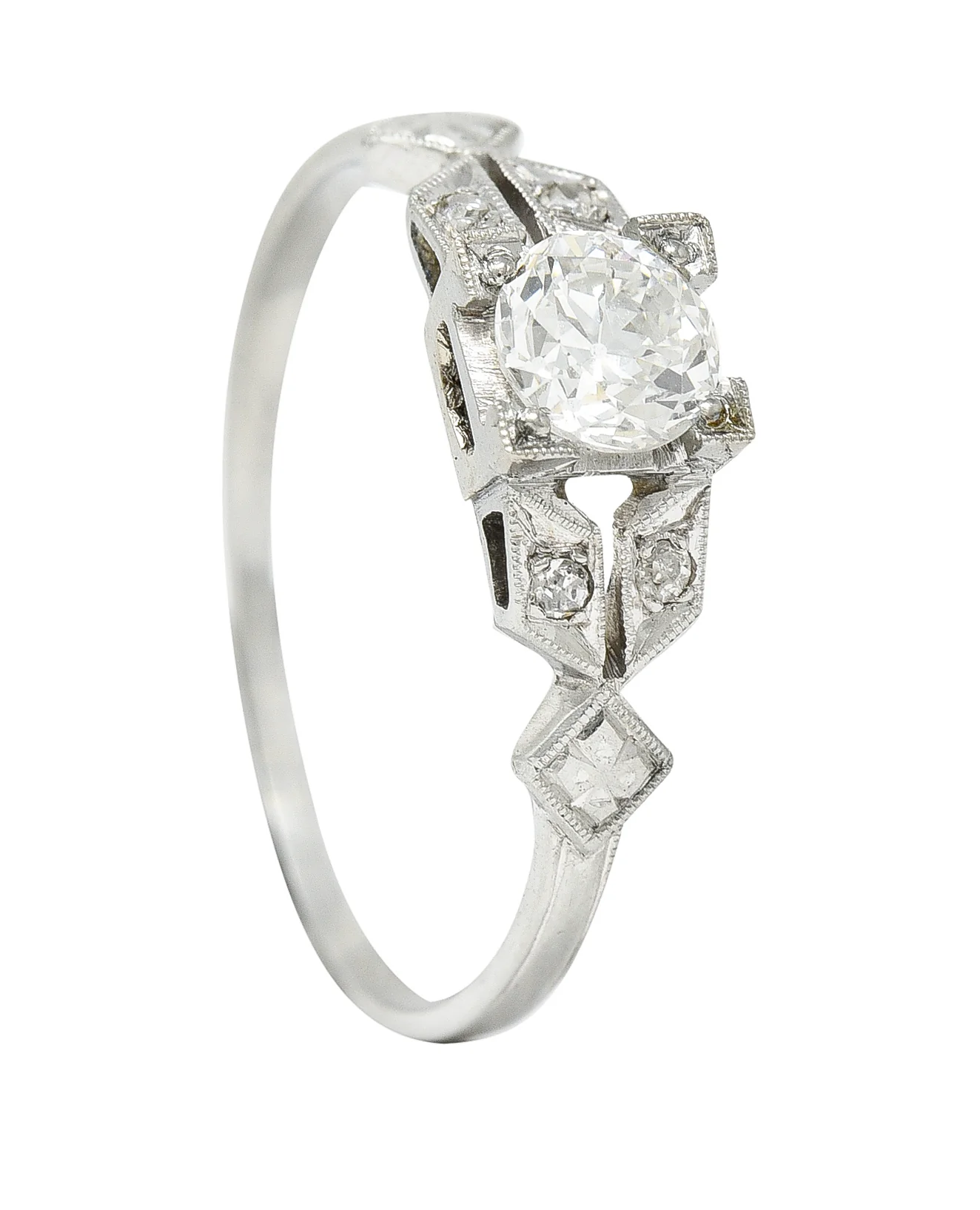 Art Deco 0.52 CTW Diamond 18 Karat White Gold Orange Blossom Engagement Ring - Image 12