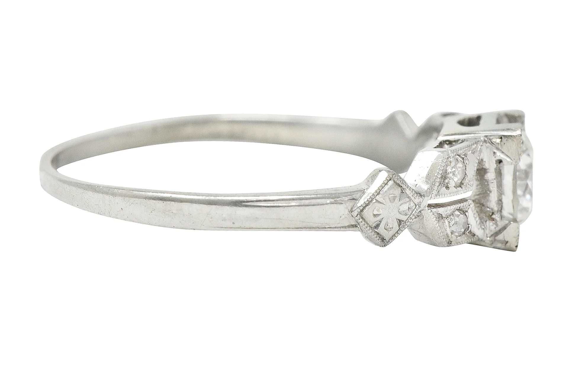 Art Deco 0.52 CTW Diamond 18 Karat White Gold Orange Blossom Engagement Ring - Image 3