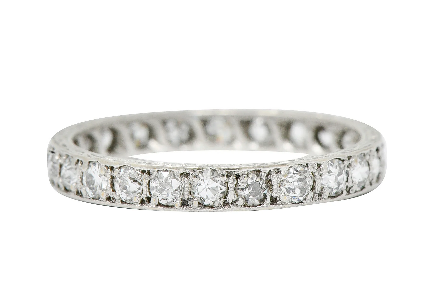 Art Deco 0.72 CTW Diamond Platinum Eternity Band Ring