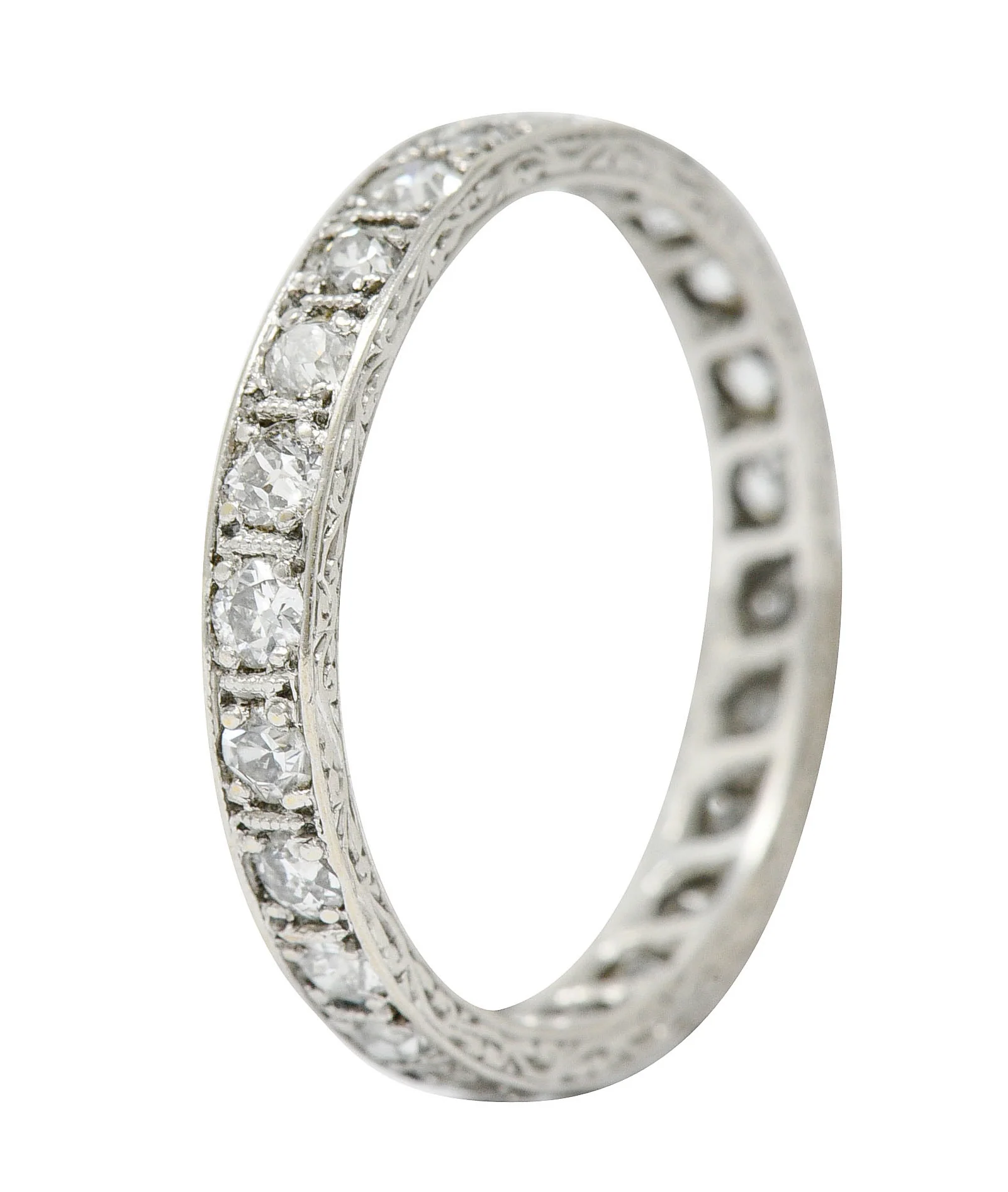 Art Deco 0.72 CTW Diamond Platinum Eternity Band Ring - Image 6