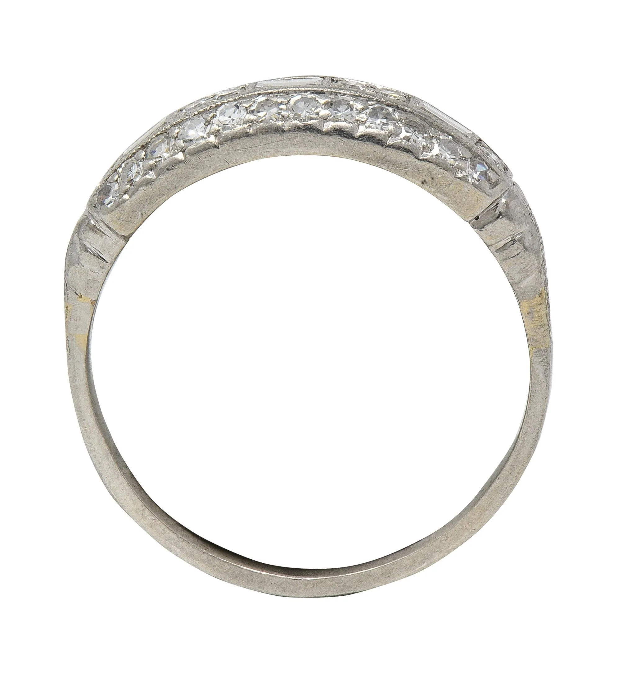 Art Deco 0.72 CTW Diamond Platinum Vintage Multi-Row Wedding Band Ring - Image 5