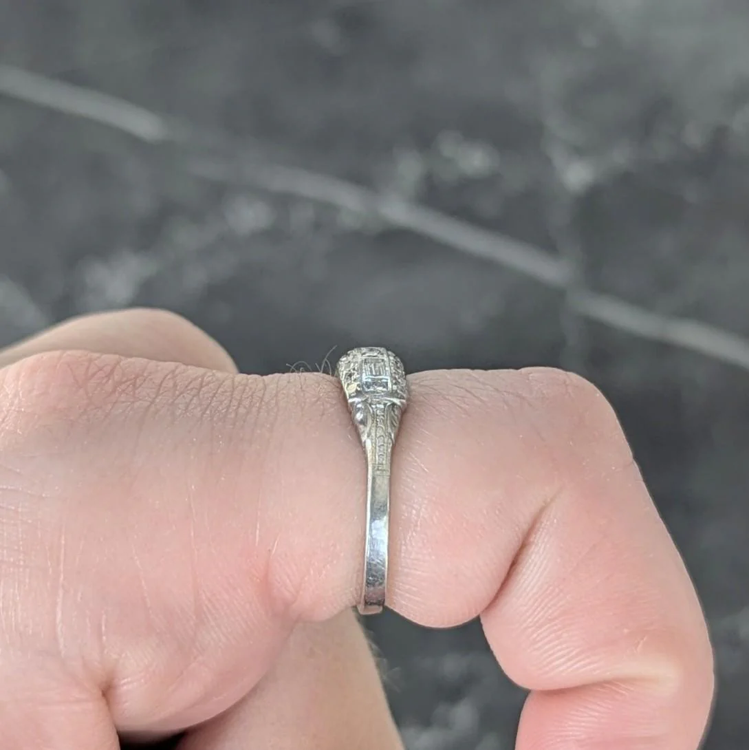 Art Deco 0.72 CTW Diamond Platinum Vintage Multi-Row Wedding Band Ring - Image 9